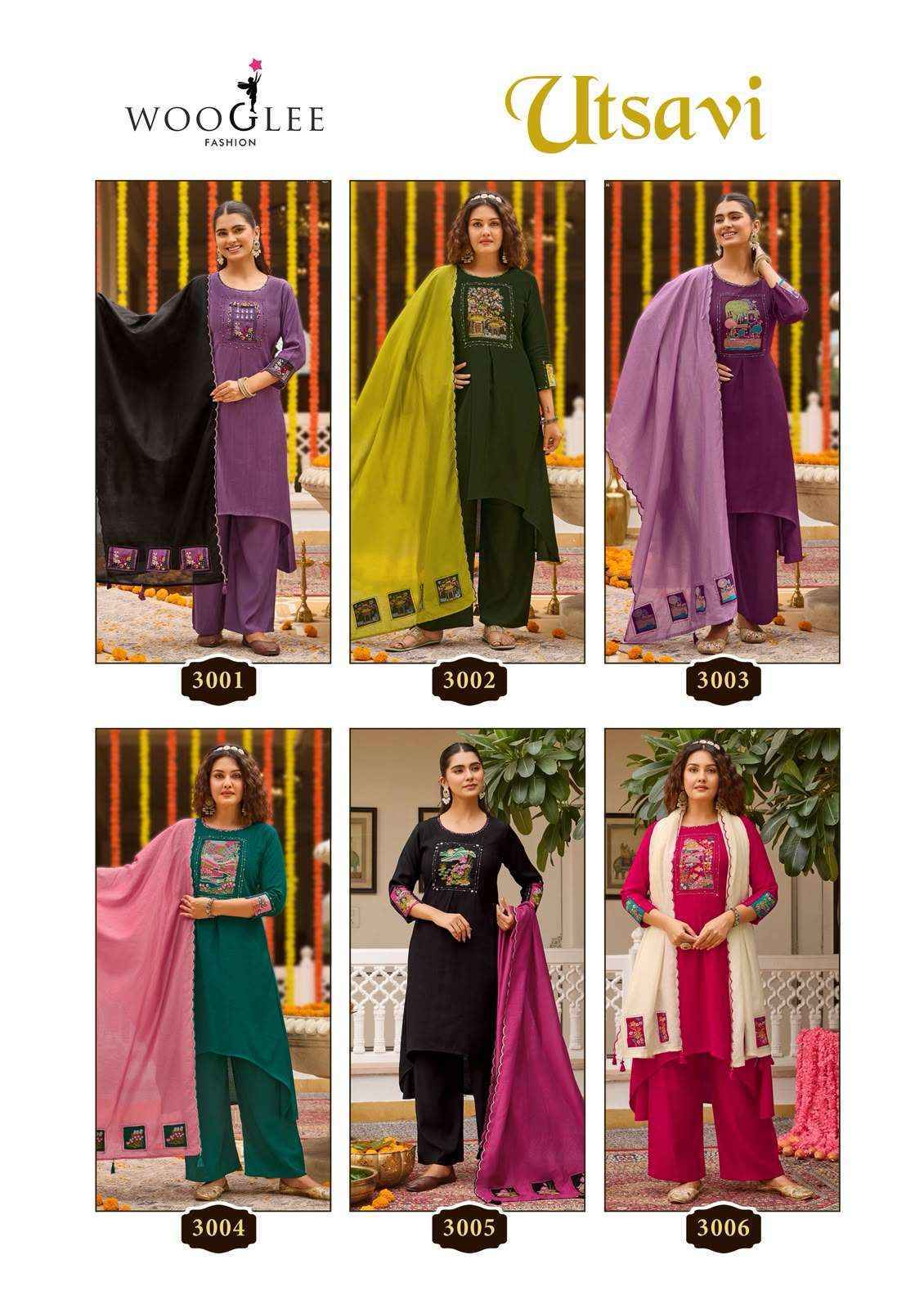 Wooglee Utsavi Viscose Kurti Combo Collection 6 Pcs Catalog 
