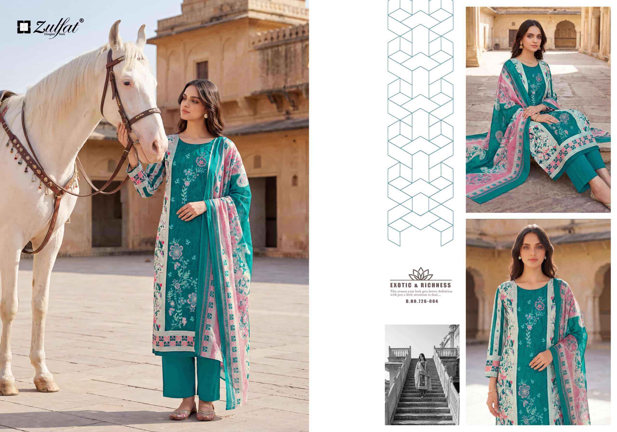 Zulfat Humraaz Jam Cotton Dress Material Wholesale Price 6 pcs Catalogue