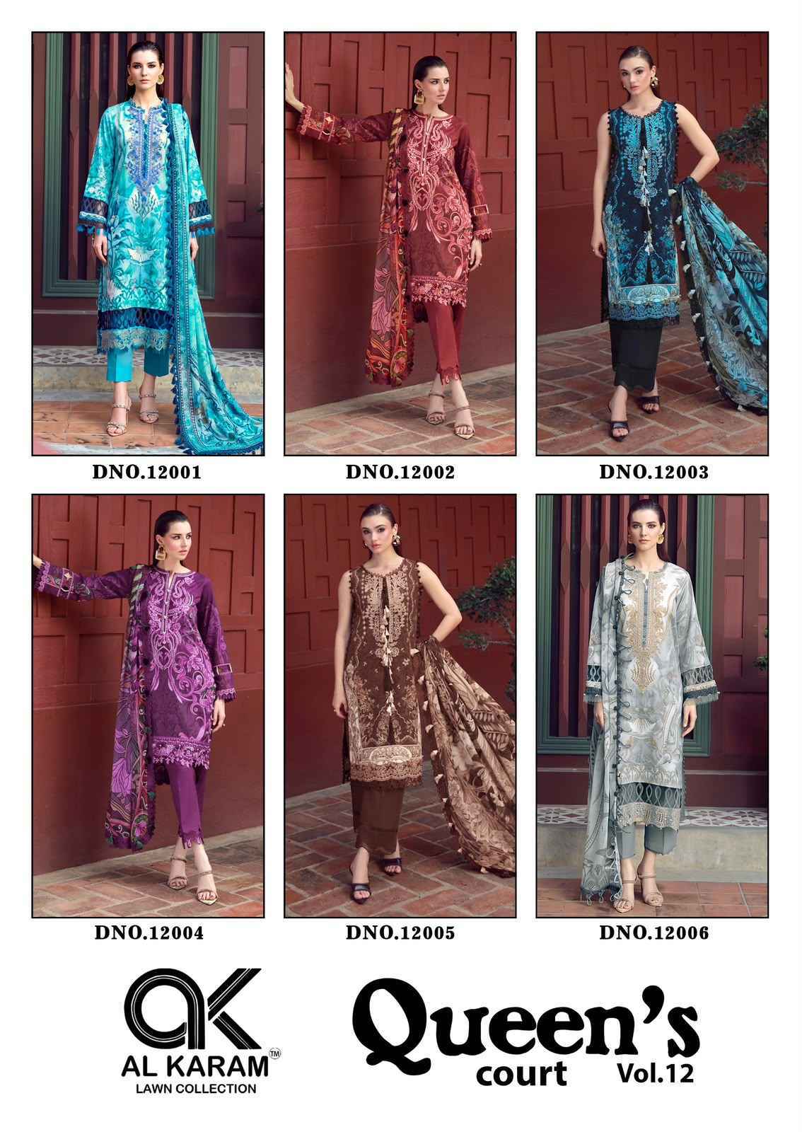 Al Karam Queens Court Vol 12 Cambric Cotton Dress Material 6 pcs Catalog