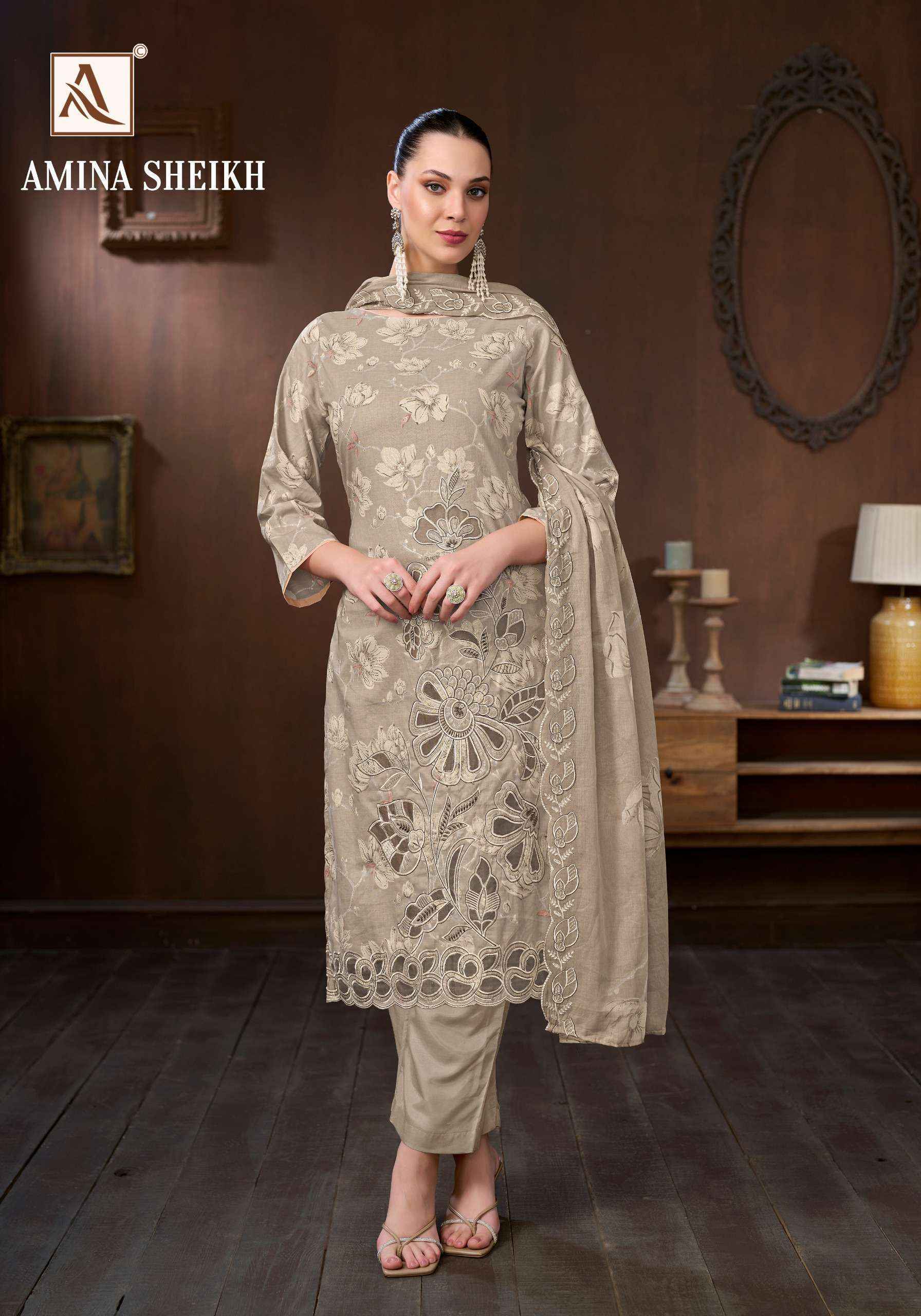Alok Amina Sheikh Cambric Cotton Dress Material 6 pcs Catalog