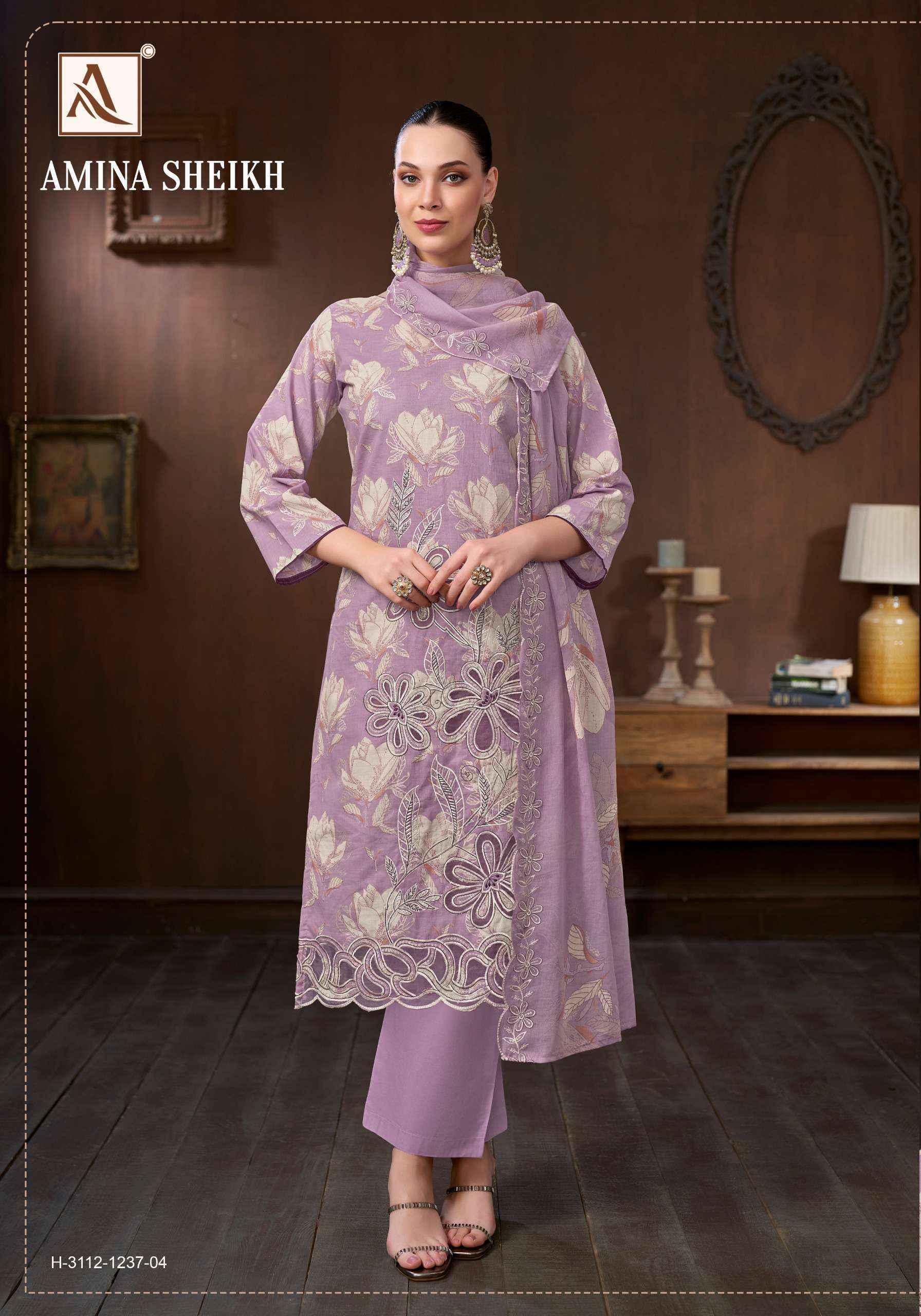 Alok Amina Sheikh Cambric Cotton Dress Material 6 pcs Catalog