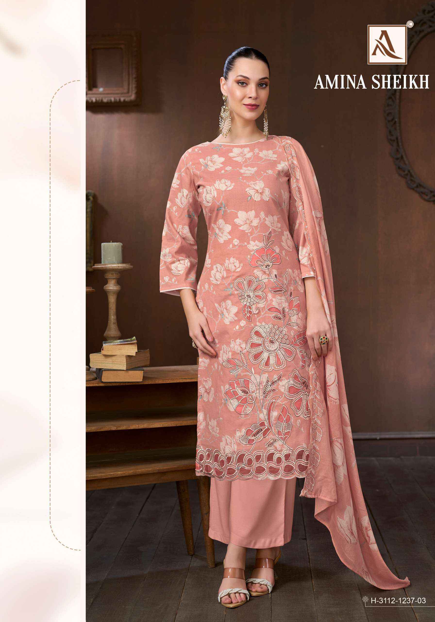 Alok Amina Sheikh Cambric Cotton Dress Material 6 pcs Catalog