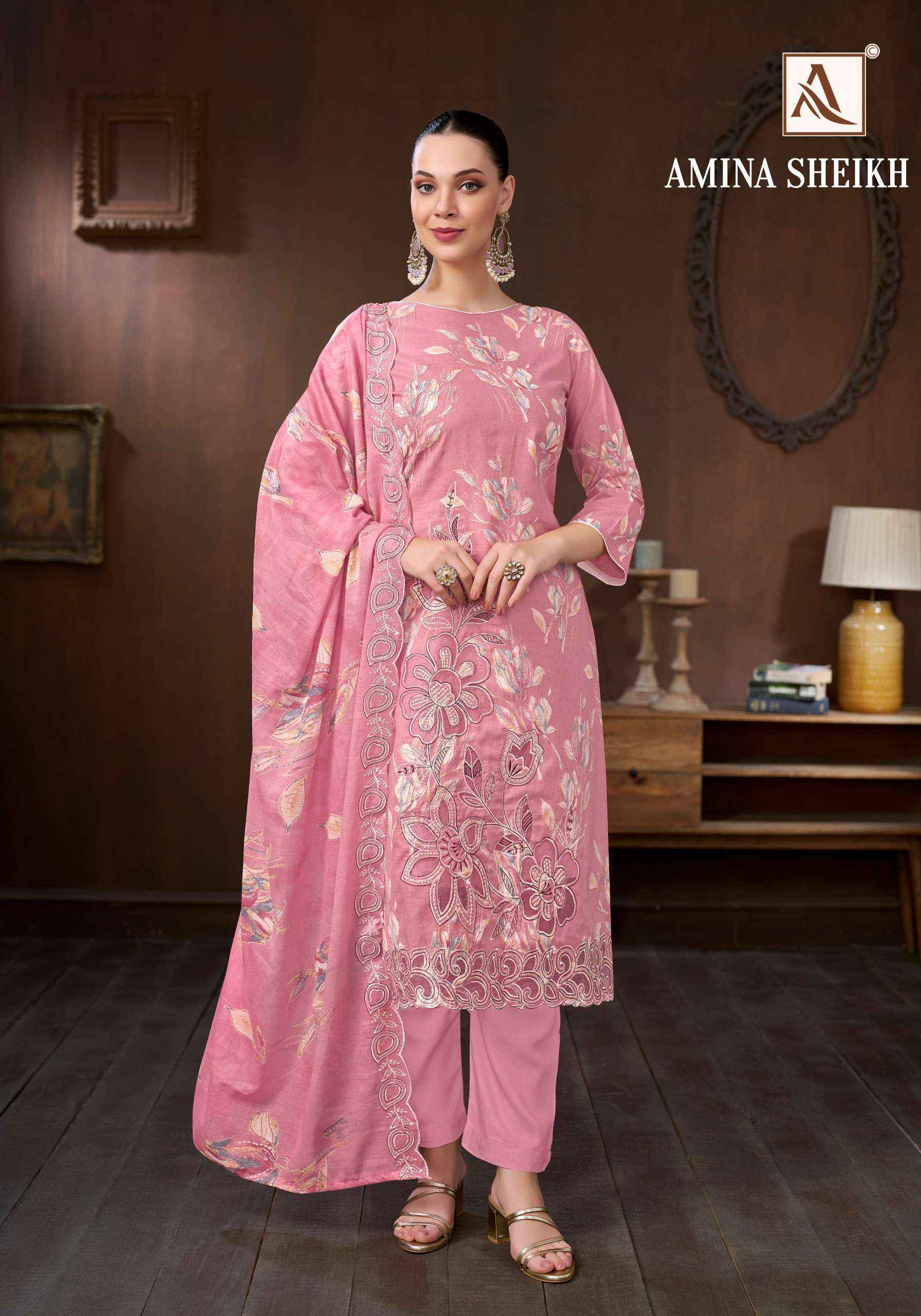 Alok Amina Sheikh Cambric Cotton Dress Material 6 pcs Catalog