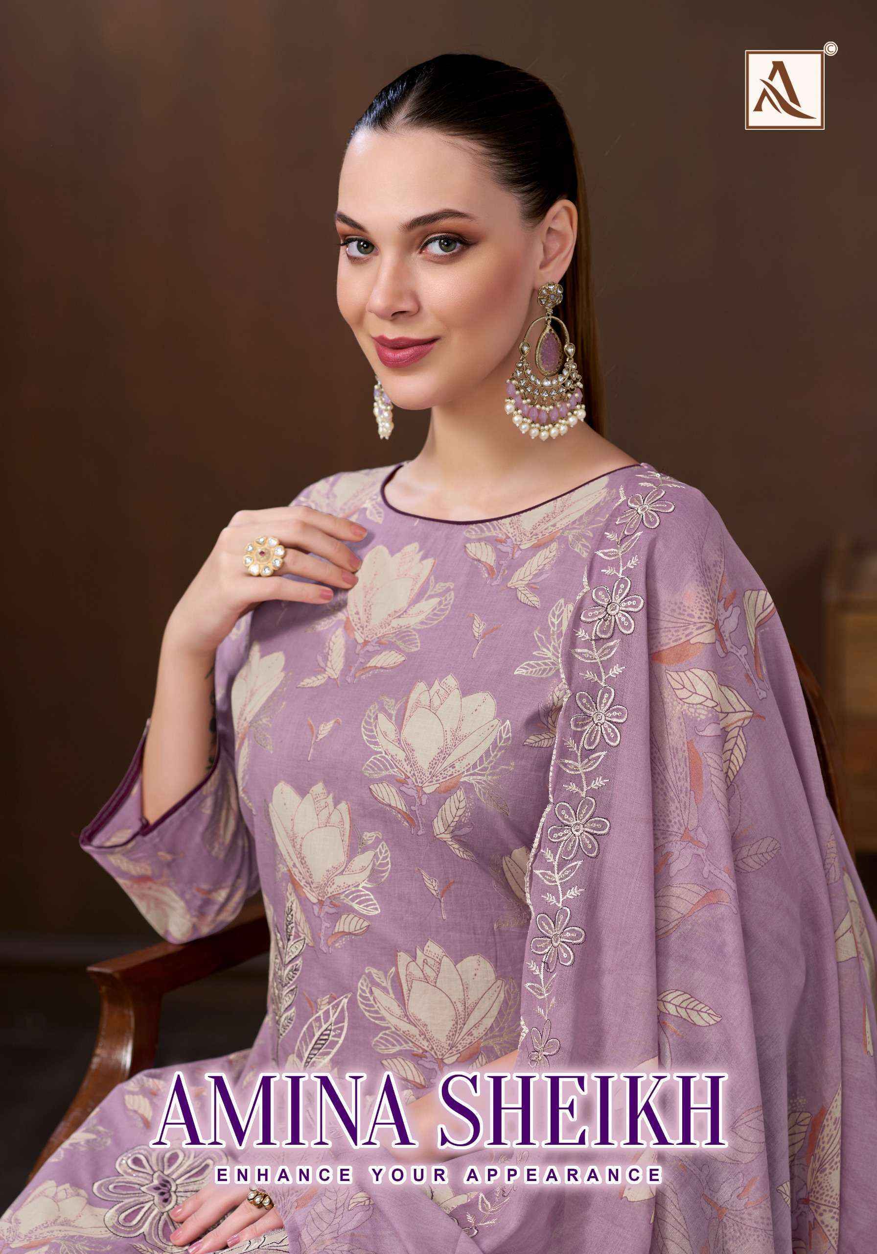 Alok Amina Sheikh Cambric Cotton Dress Material 6 pcs Catalog