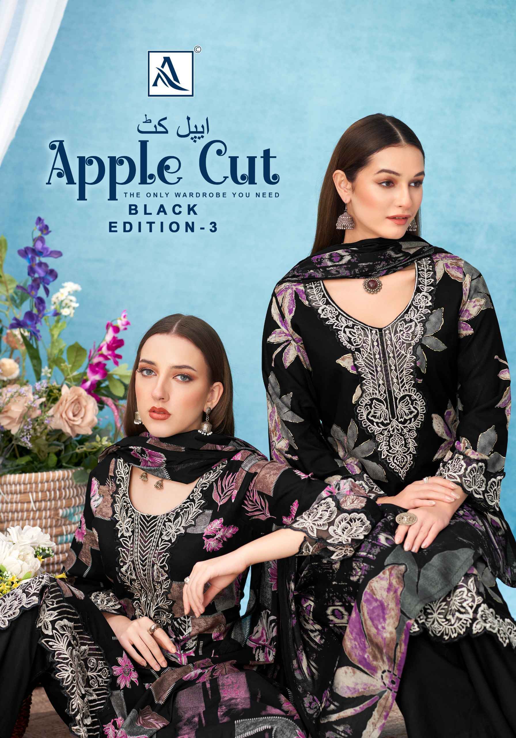 Alok Apple Cut Black Edition 3 Viscose Reyon Dress Material 6 pcs Catalog | Wholesale Factory