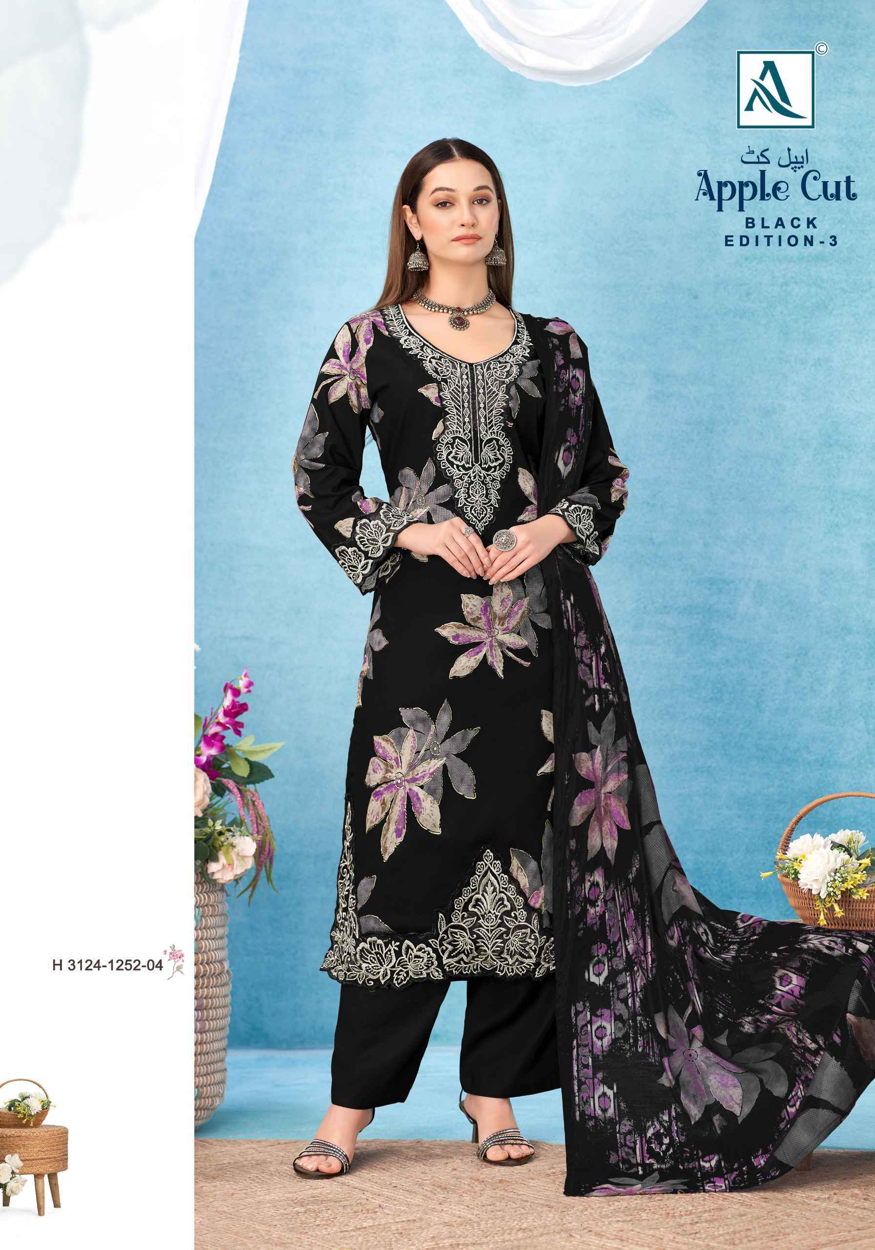 Alok Apple Cut Black Edition 3 Viscose Reyon Dress Material 6 pcs Catalog | Wholesale Factory