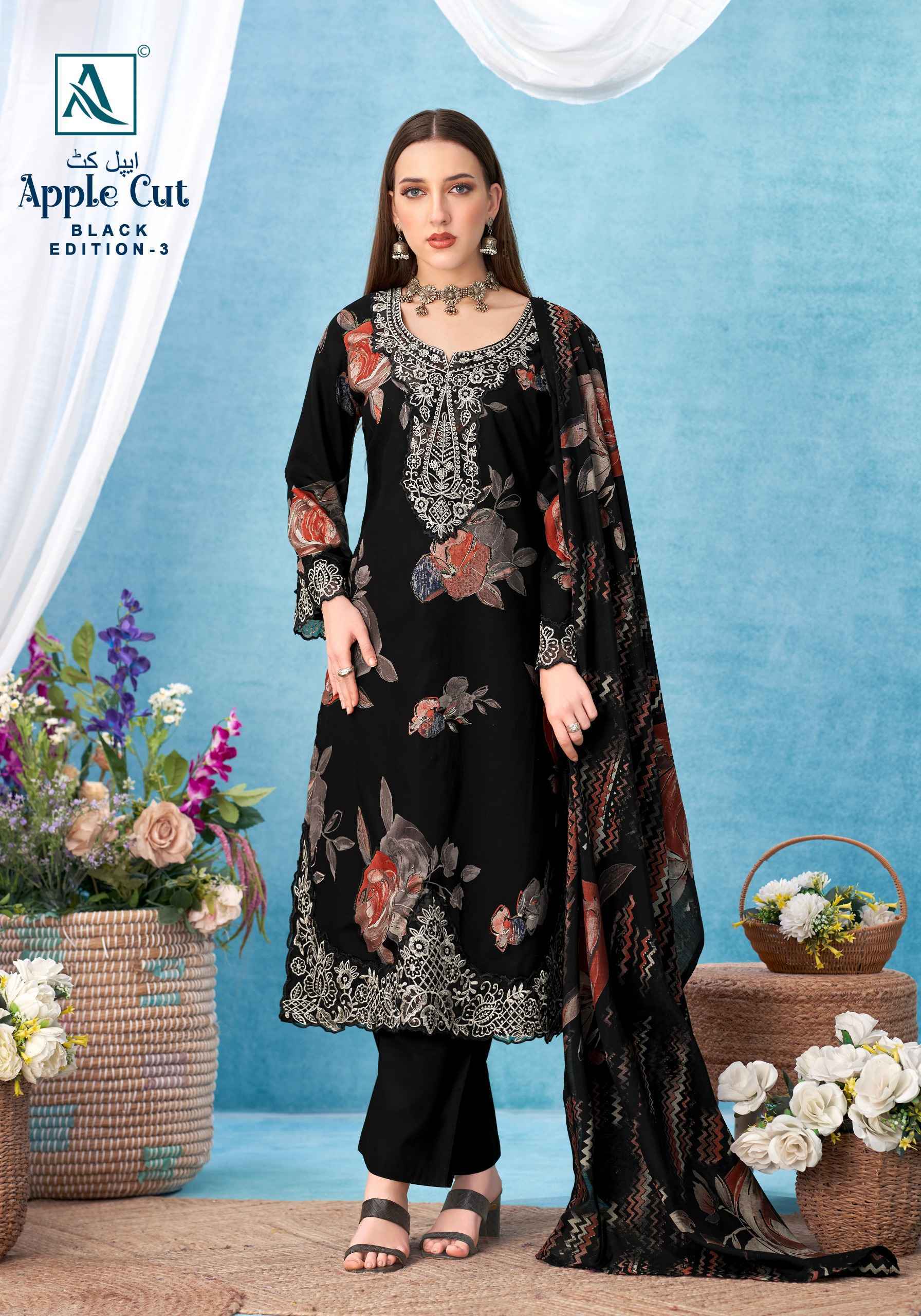 Alok Apple Cut Black Edition 3 Viscose Reyon Dress Material 6 pcs Catalog | Wholesale Factory