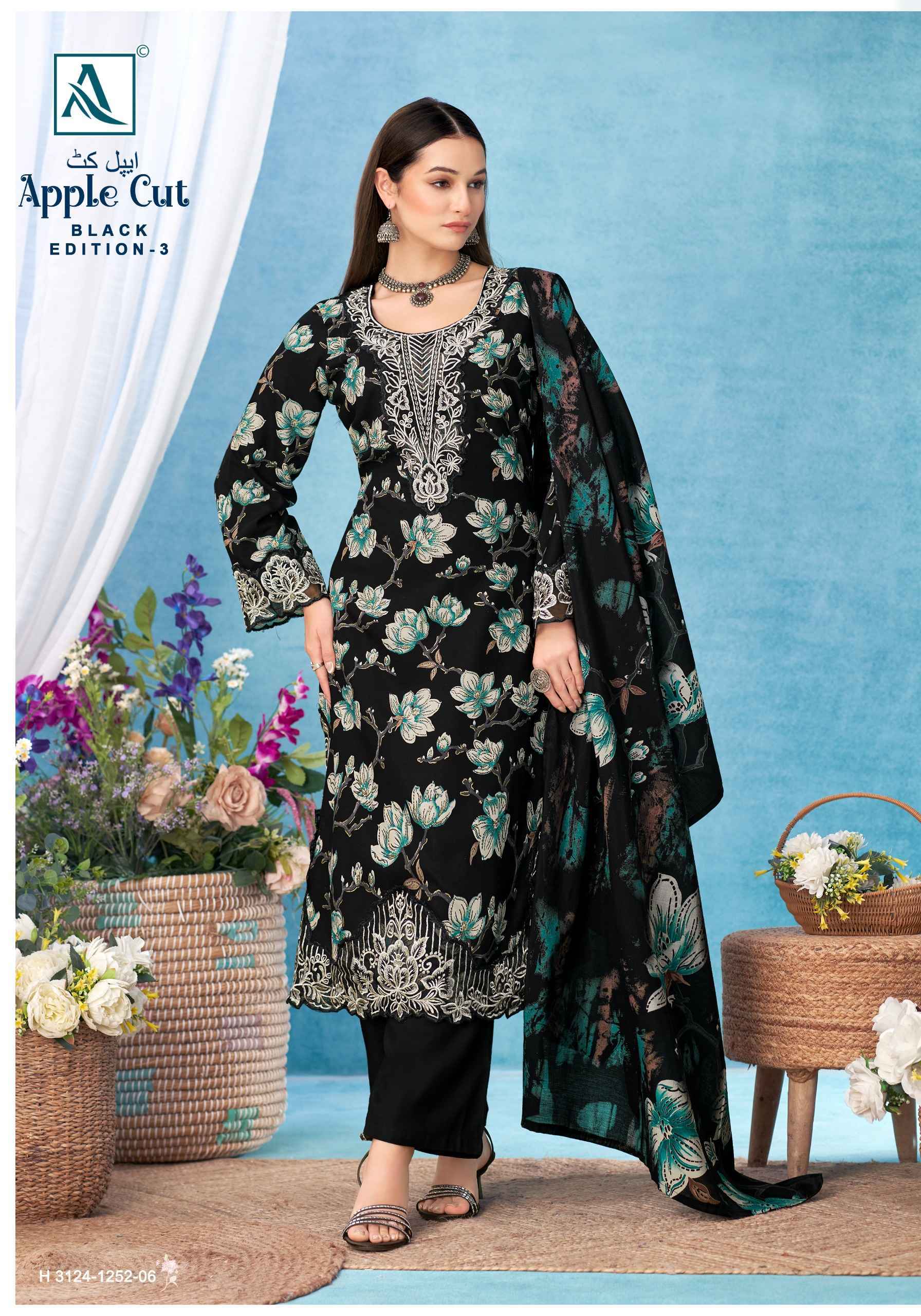 Alok Apple Cut Black Edition 3 Viscose Reyon Dress Material 6 pcs Catalog | Wholesale Factory