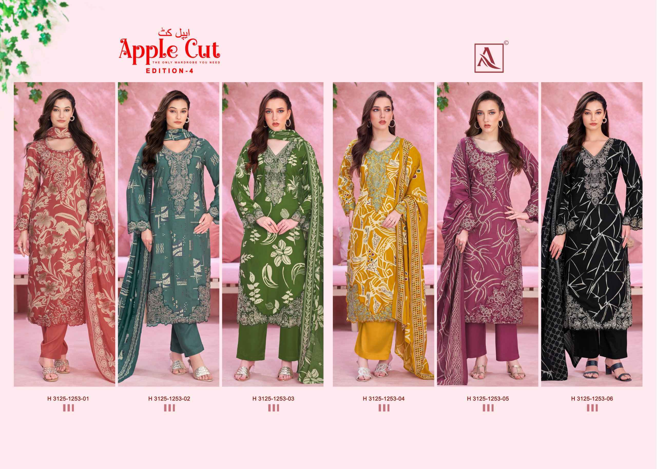 Alok Apple Cut Black Edition 4 Viscose Reyon Dress Material 6 pcs Catalog