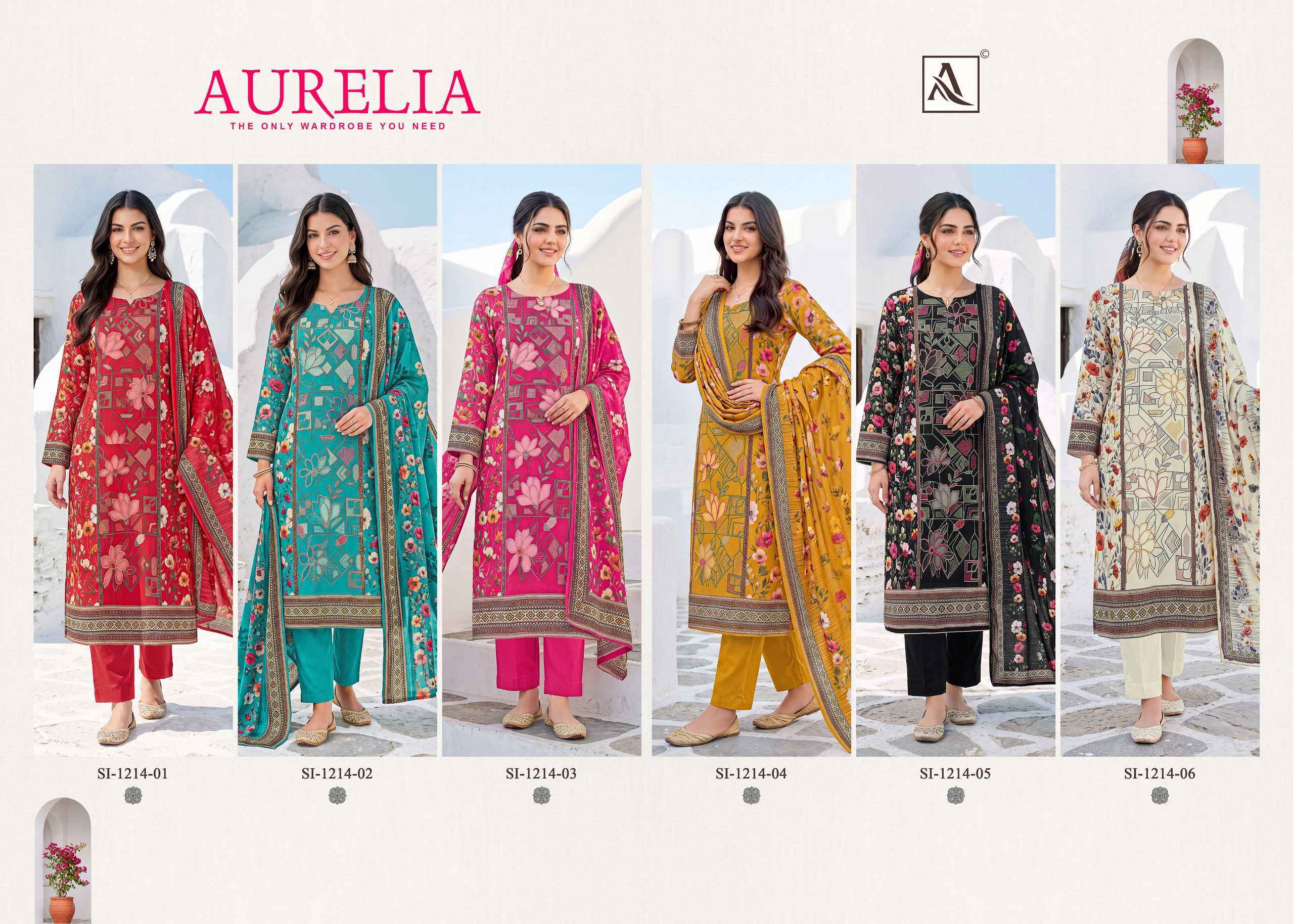 Alok Aurelia Viscose Maslin Dress Material 6 pcs Catalog | Wholesale textile market