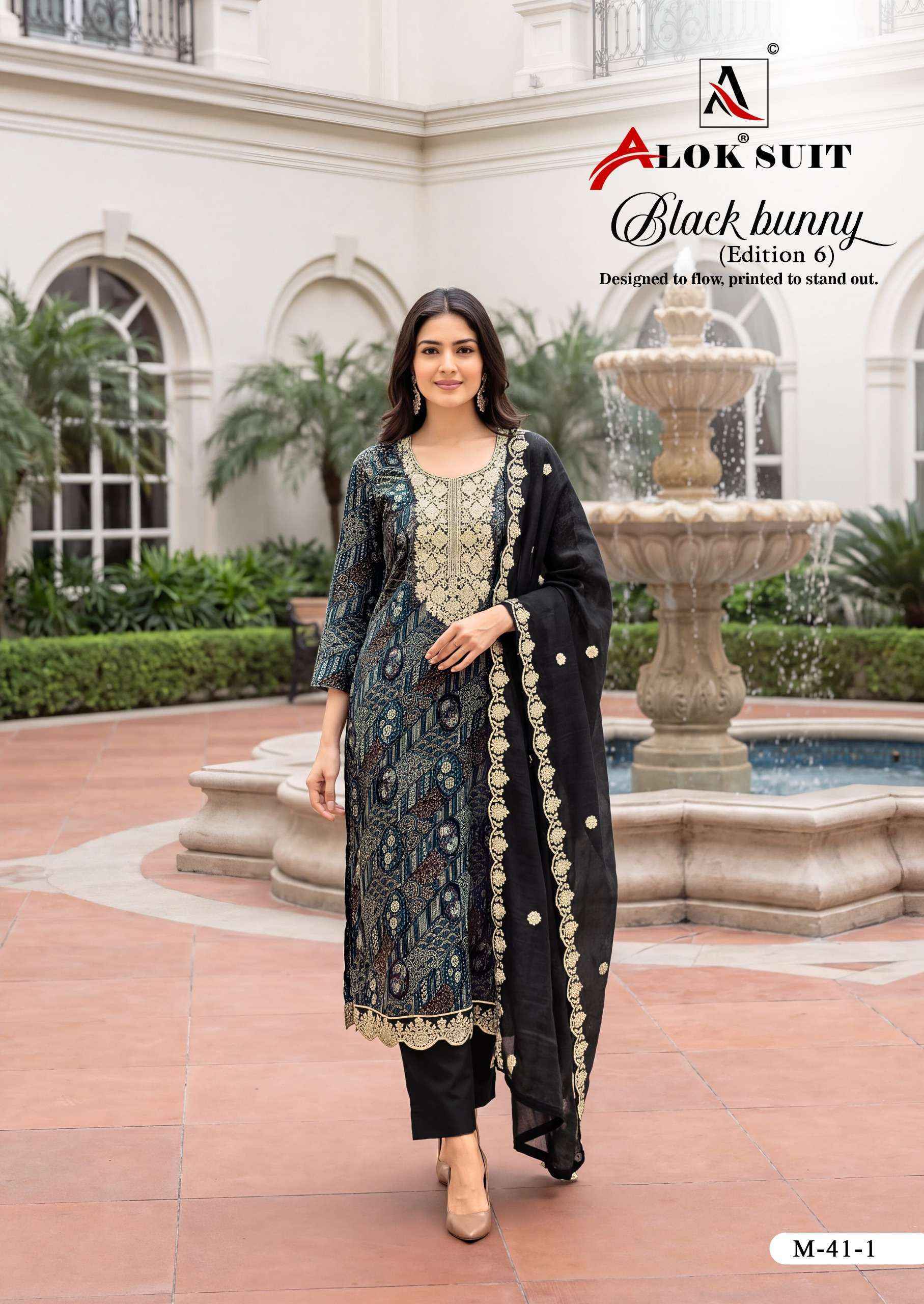 Alok Black Bunny Edition 6 Viscose Rayon Dress Material 8 pcs Catalog | Surat Wholesale