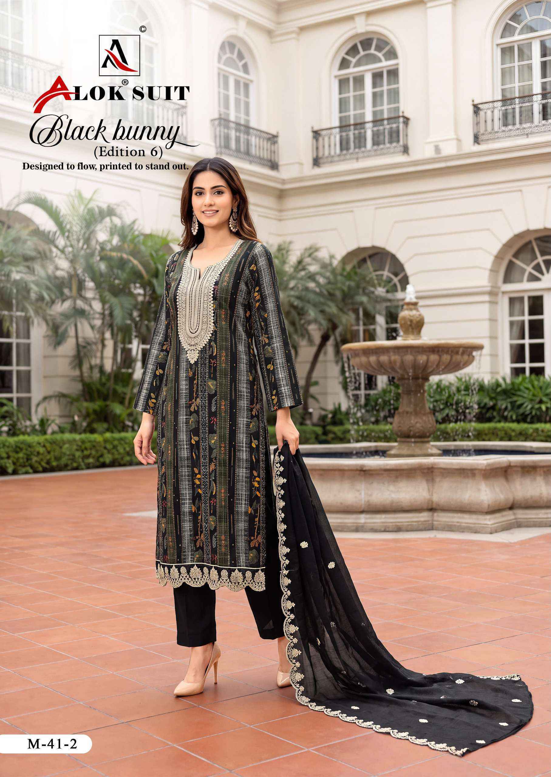 Alok Black Bunny Edition 6 Viscose Rayon Dress Material 8 pcs Catalog | Surat Wholesale