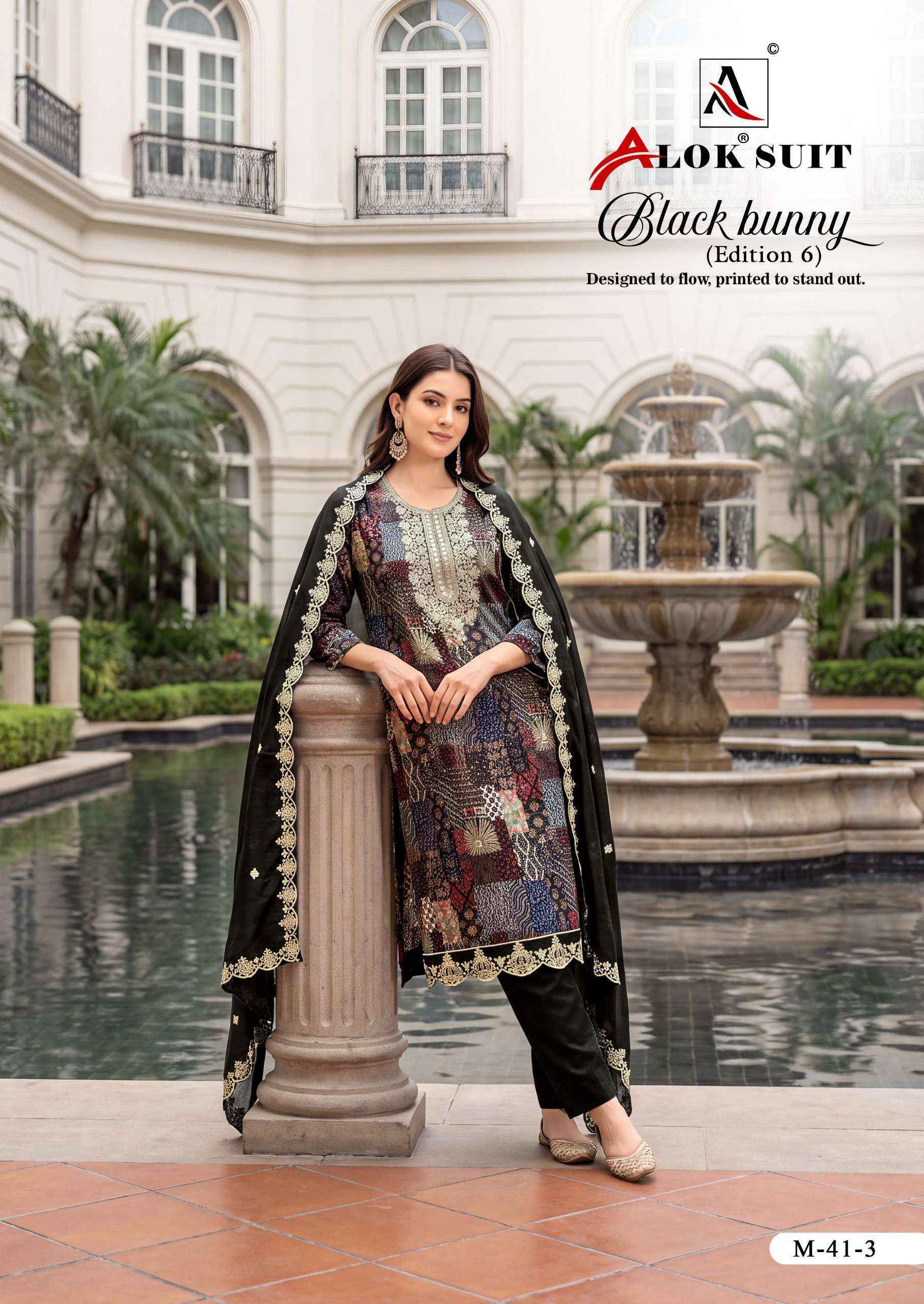 Alok Black Bunny Edition 6 Viscose Rayon Dress Material 8 pcs Catalog | Surat Wholesale
