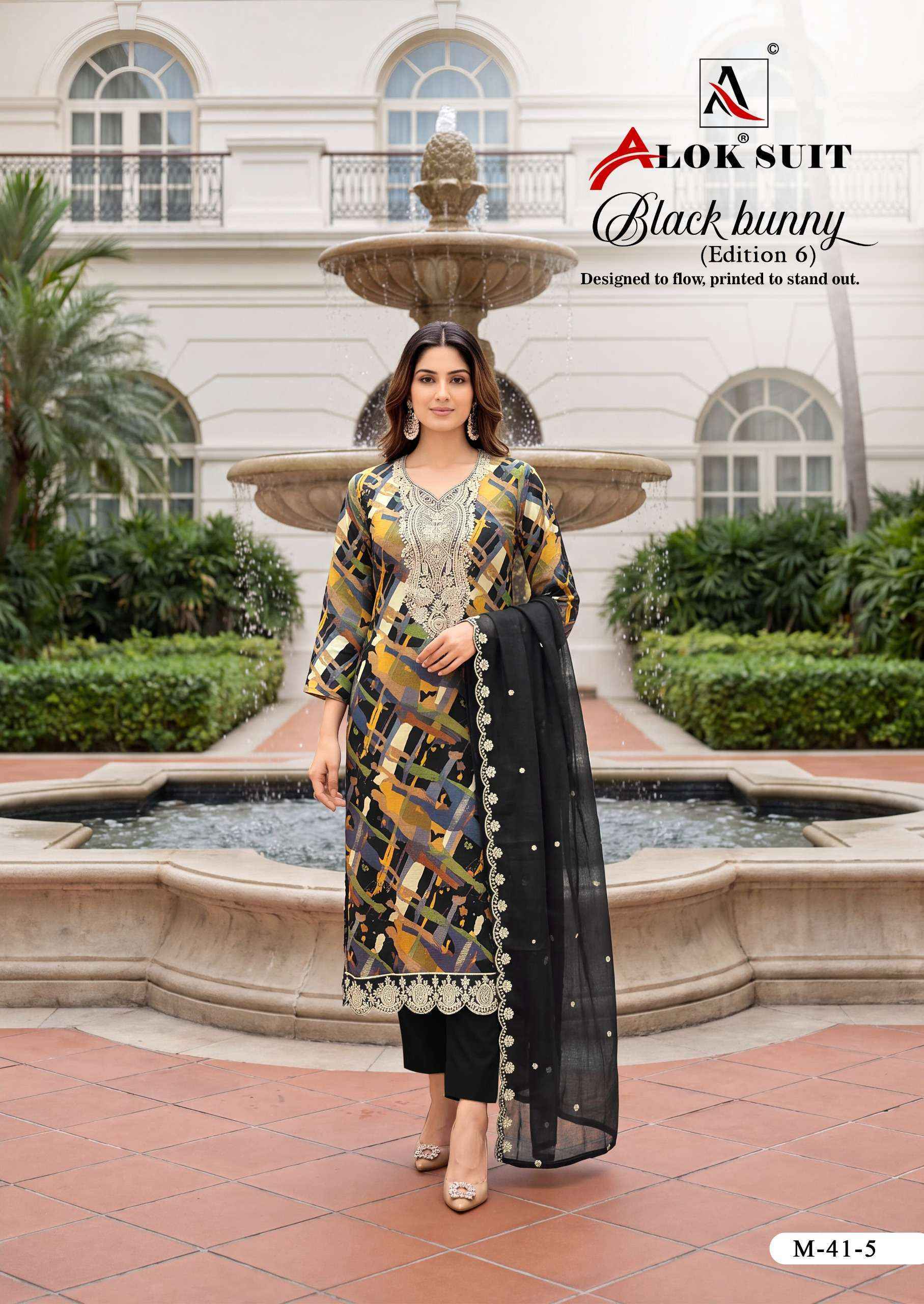 Alok Black Bunny Edition 6 Viscose Rayon Dress Material 8 pcs Catalog | Surat Wholesale