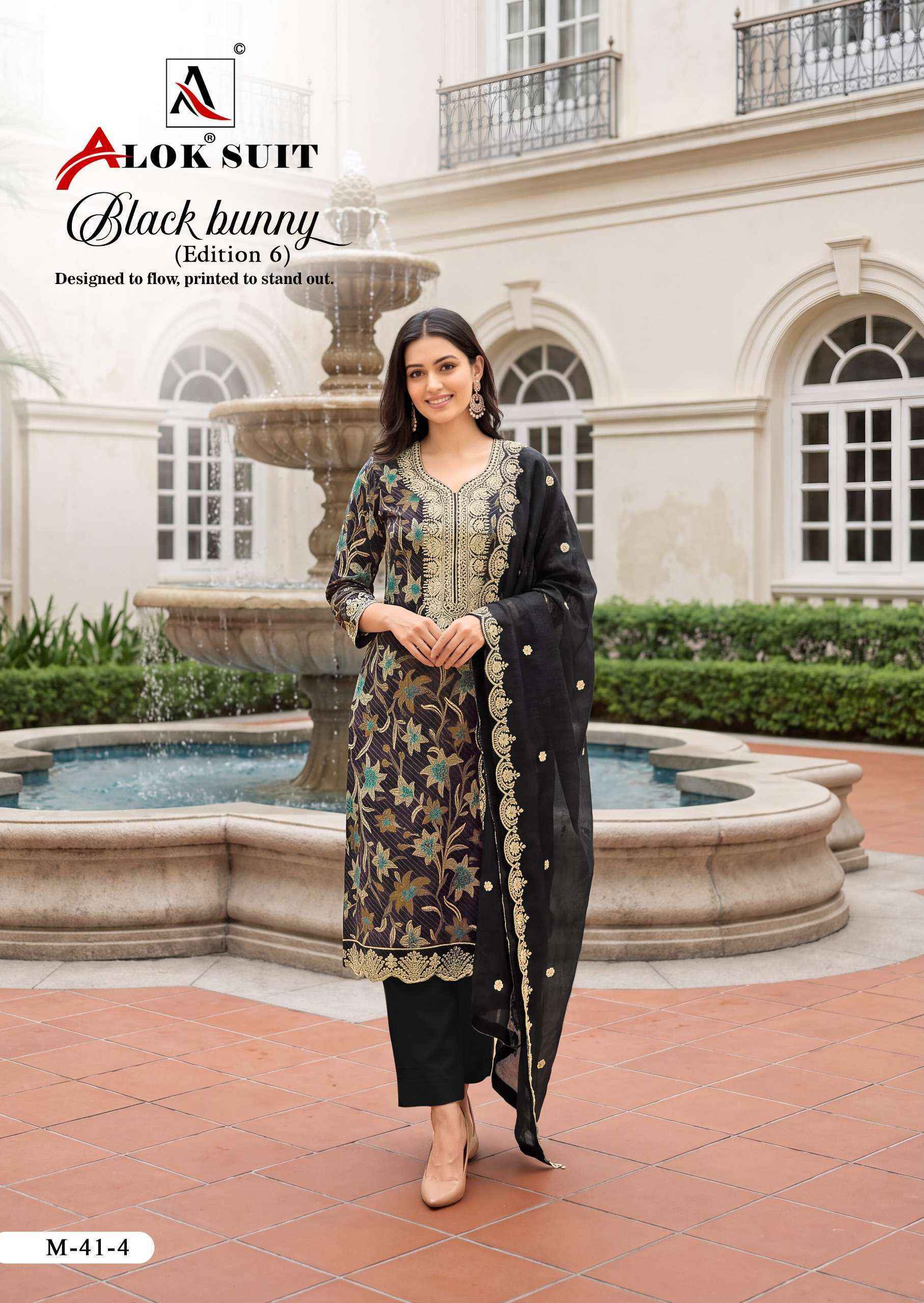 Alok Black Bunny Edition 6 Viscose Rayon Dress Material 8 pcs Catalog | Surat Wholesale