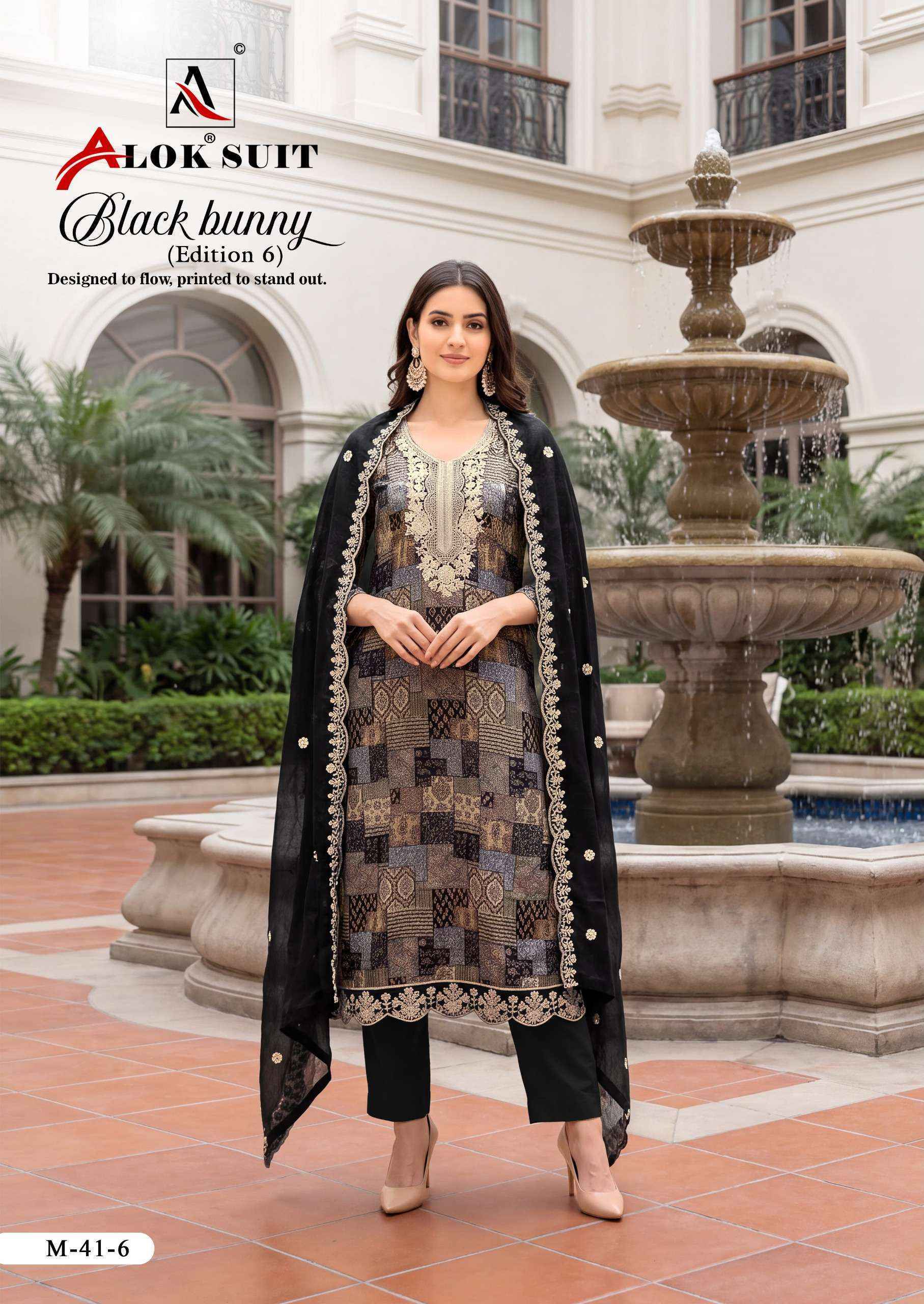 Alok Black Bunny Edition 6 Viscose Rayon Dress Material 8 pcs Catalog | Surat Wholesale