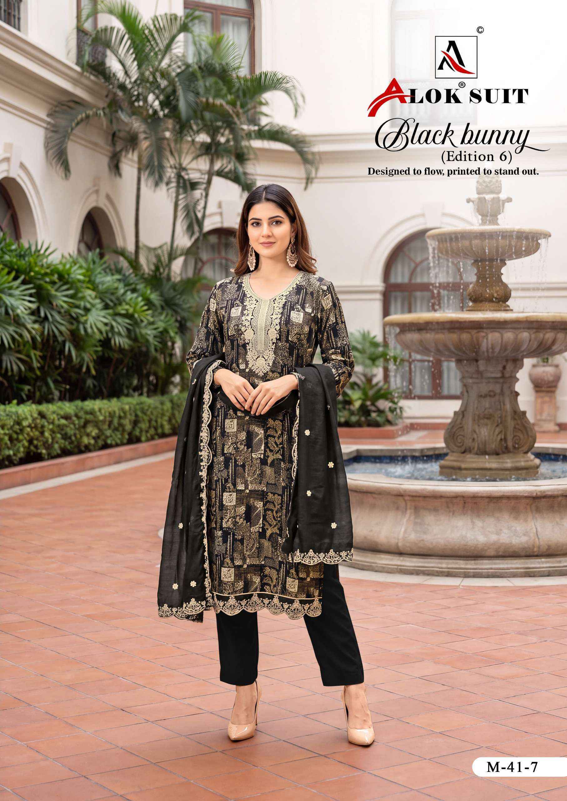 Alok Black Bunny Edition 6 Viscose Rayon Dress Material 8 pcs Catalog | Surat Wholesale