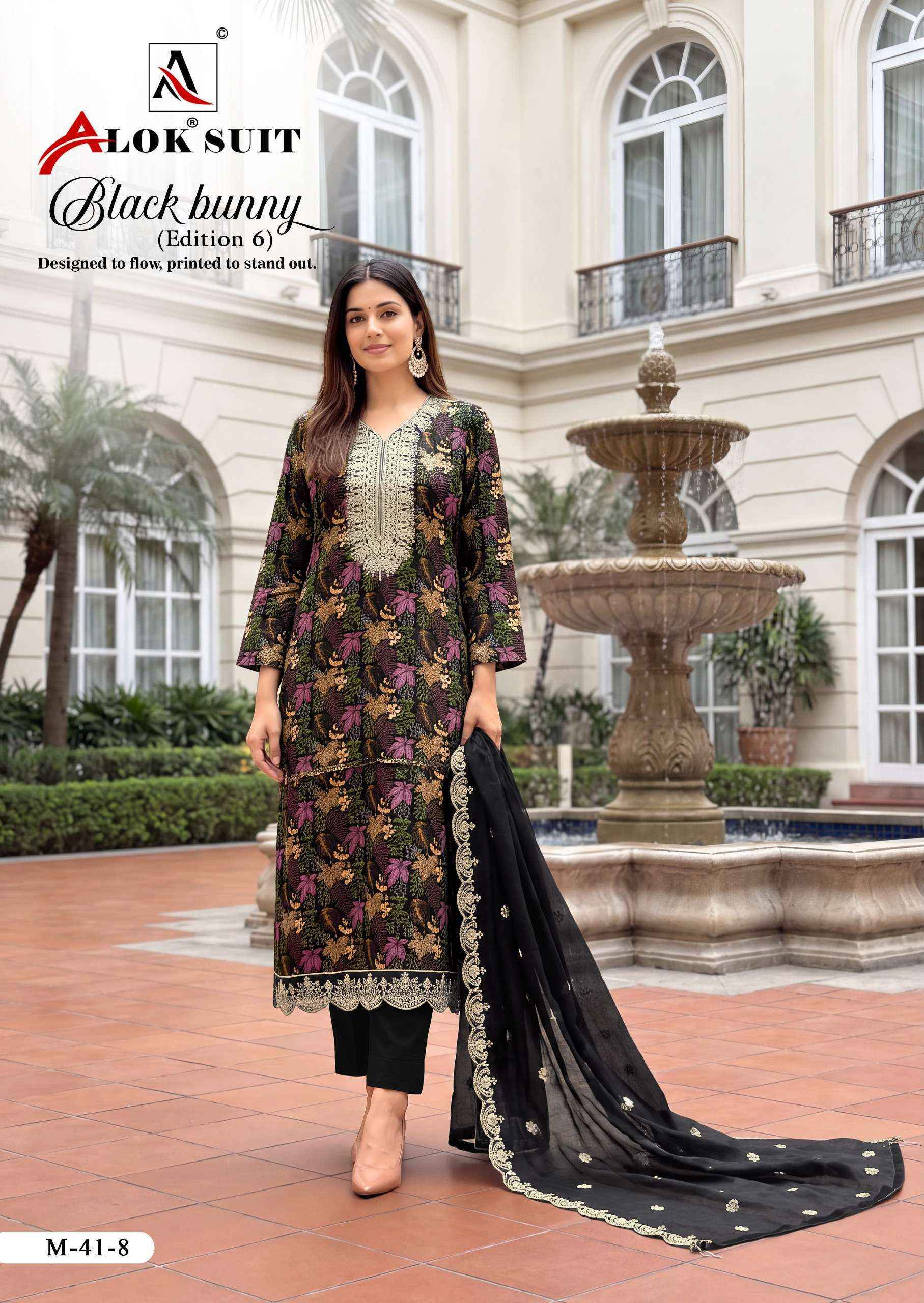 Alok Black Bunny Edition 6 Viscose Rayon Dress Material 8 pcs Catalog | Surat Wholesale