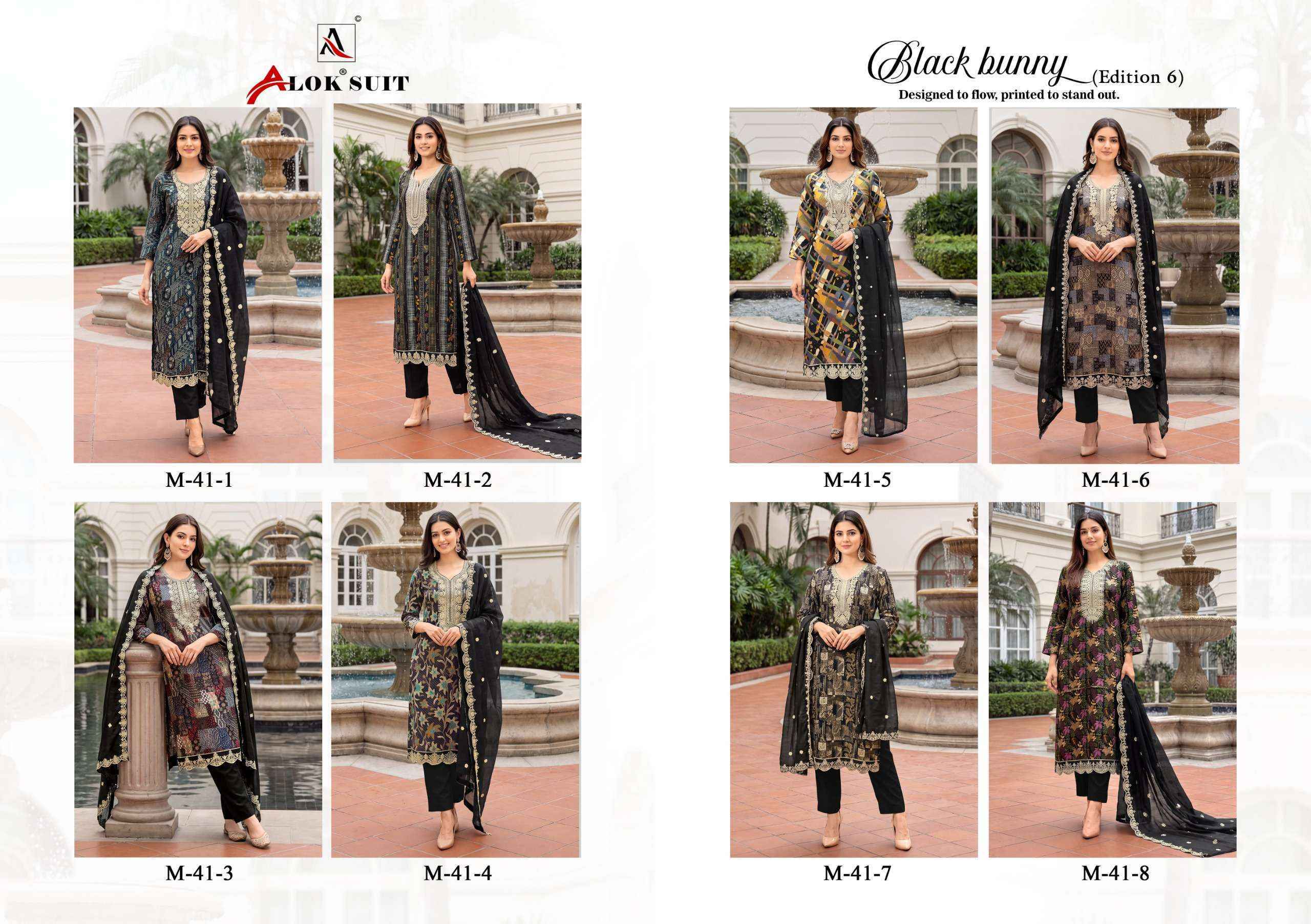 Alok Black Bunny Edition 6 Viscose Rayon Dress Material 8 pcs Catalog | Surat Wholesale
