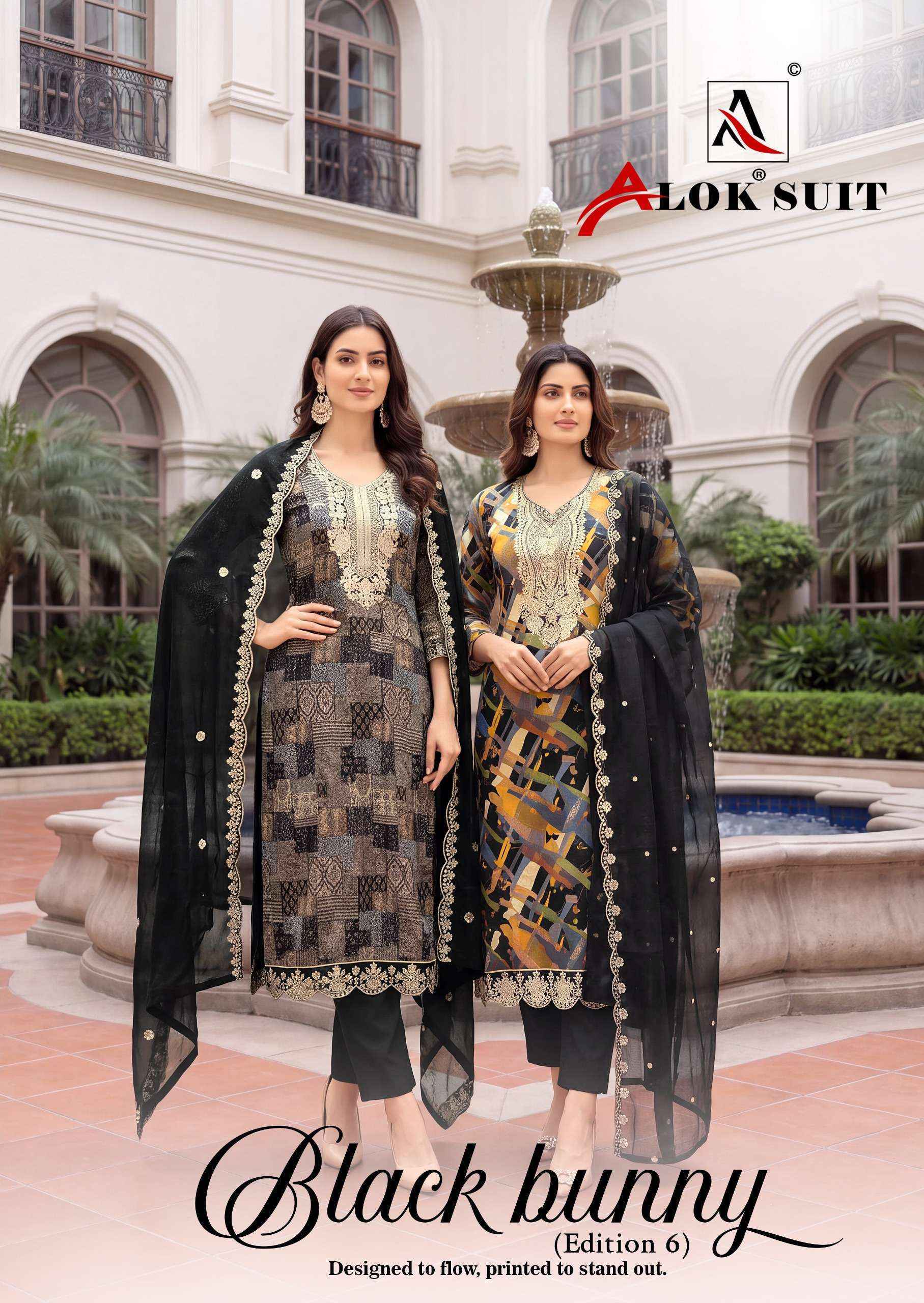 Alok Black Bunny Edition 6 Viscose Rayon Dress Material 8 pcs Catalog | Surat Wholesale
