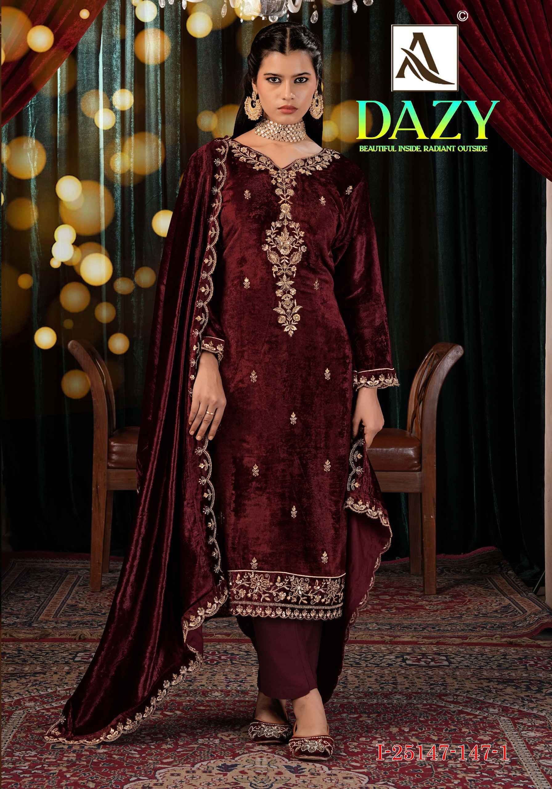 Alok Dazy Viscose Velvet Dress Material 4 pcs Catalog | Surat Wholesale Market