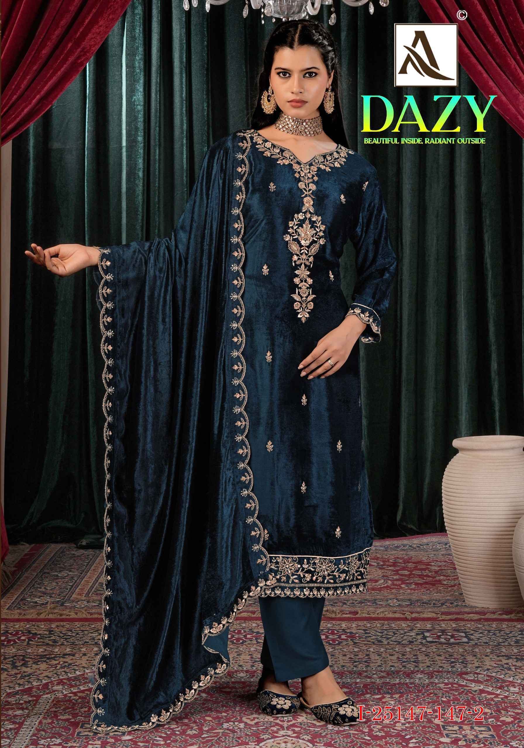 Alok Dazy Viscose Velvet Dress Material 4 pcs Catalog | Surat Wholesale Market