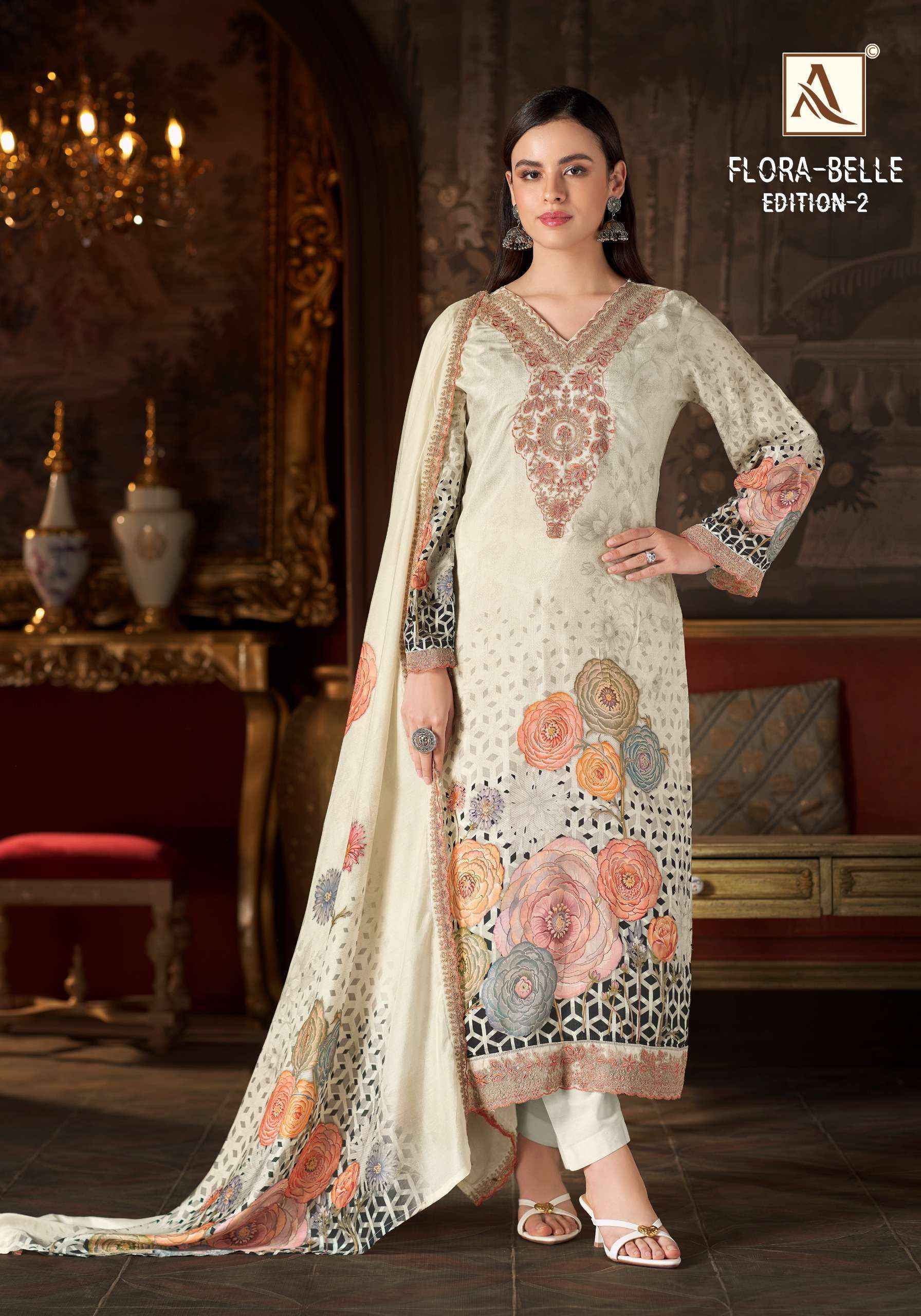 Alok Flora Belle Edition 2 Maslin Dress Material 6 pcs Catalog  - Wholesale Market Surat