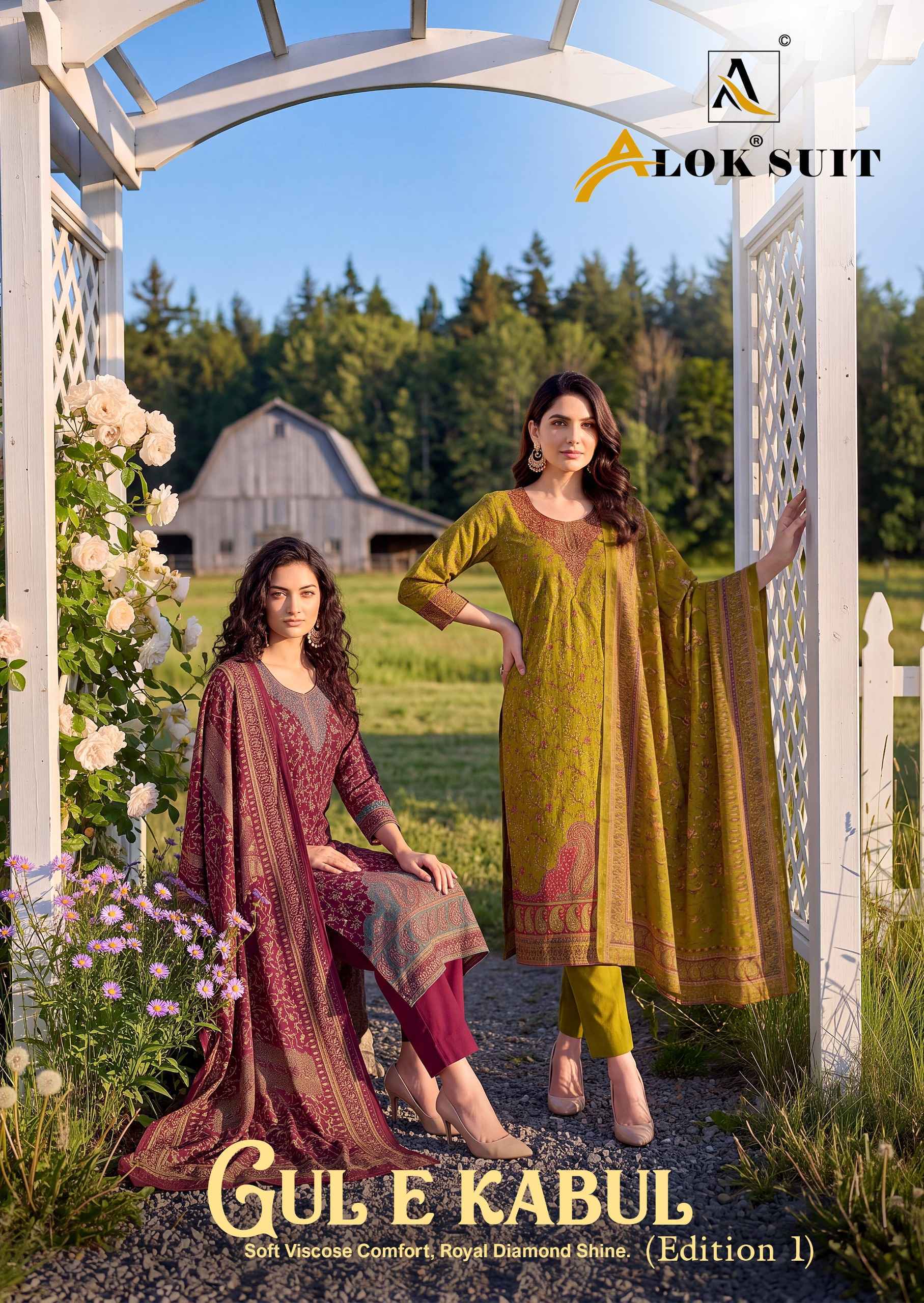 Alok Gul E Kabul Edition 1 Viscose Dress Material 6 pcs Catalog | Wholesale Market Surat