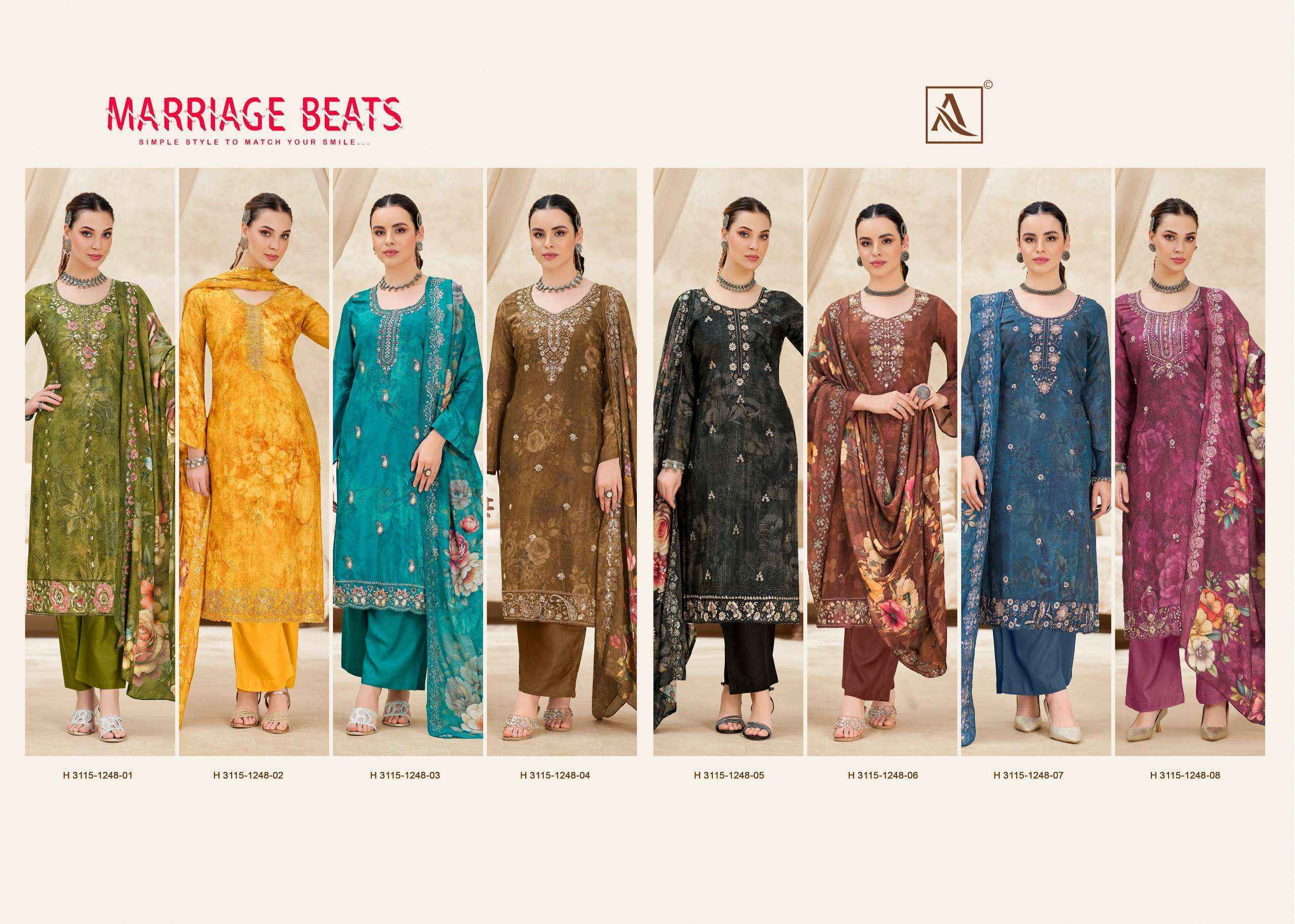 Alok Marriage Beats Viscose Dress Material 8 pcs Catalog | Wholesale Textiles Market from Surat