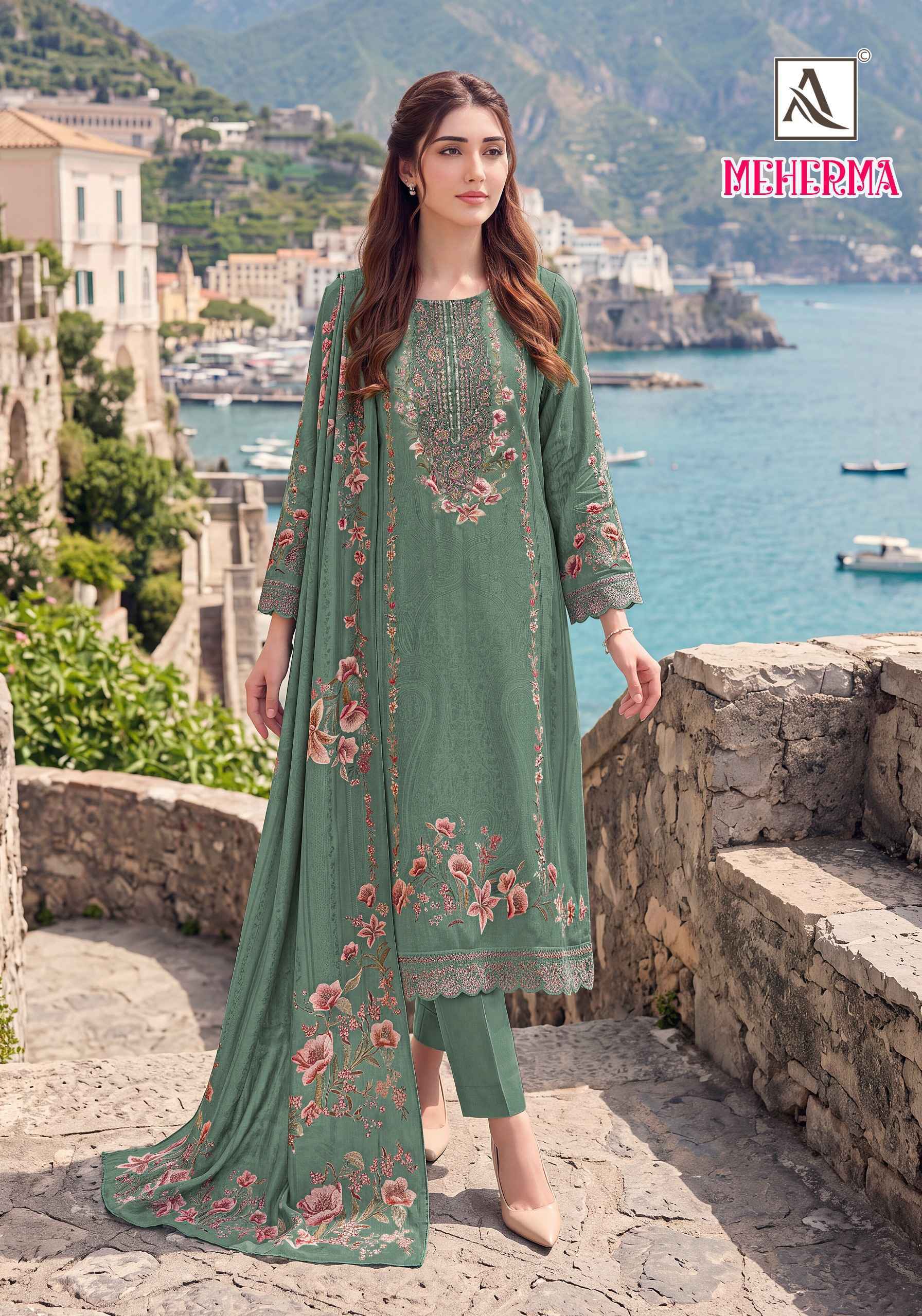 Alok Meherma Viscose Maslin Dress Material 4 pcs Catalog