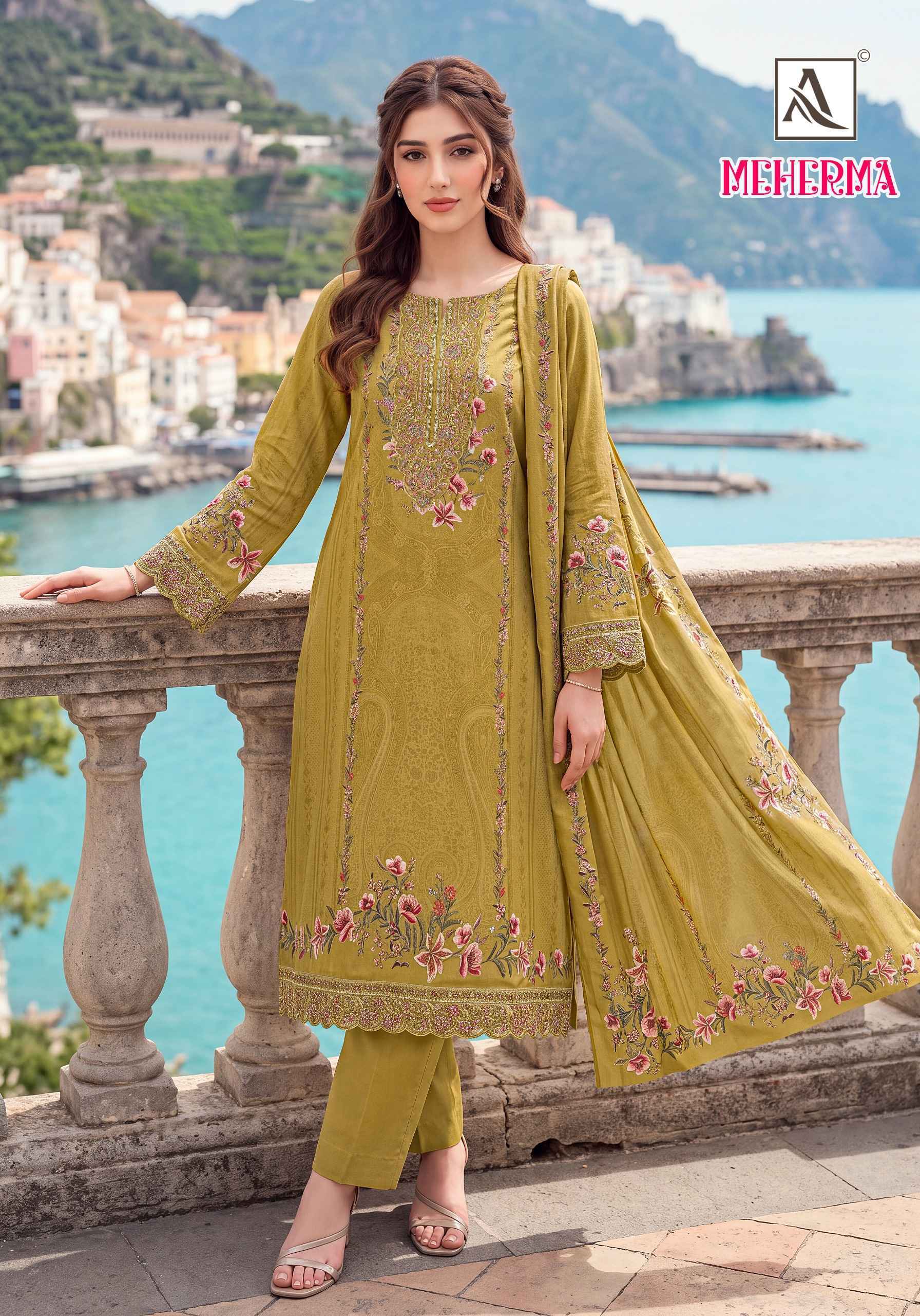 Alok Meherma Viscose Maslin Dress Material 4 pcs Catalog