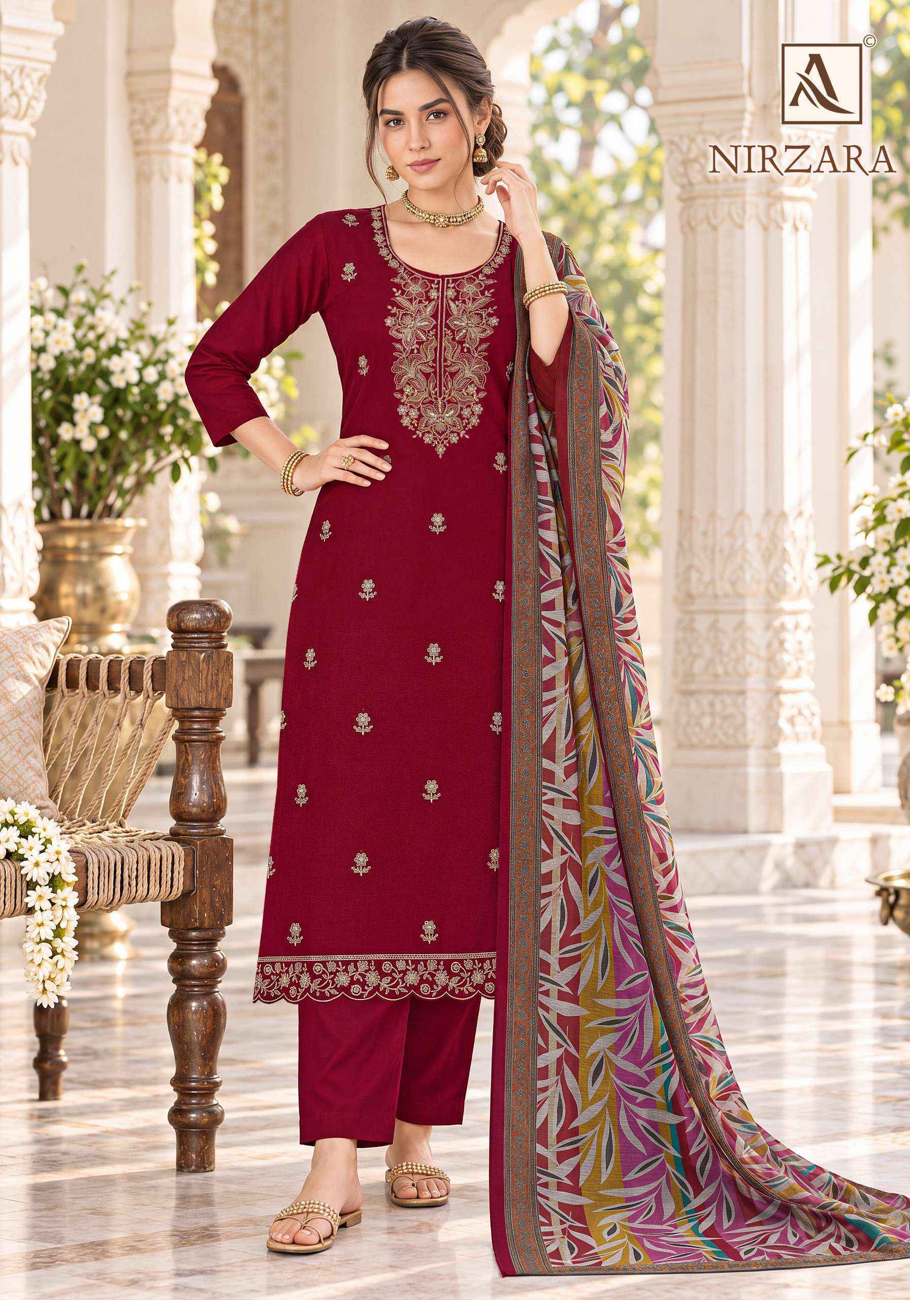 Alok Nirzara Jam Cotton Dress Material 6 pcs Catalog | Surat Textile Bazaar