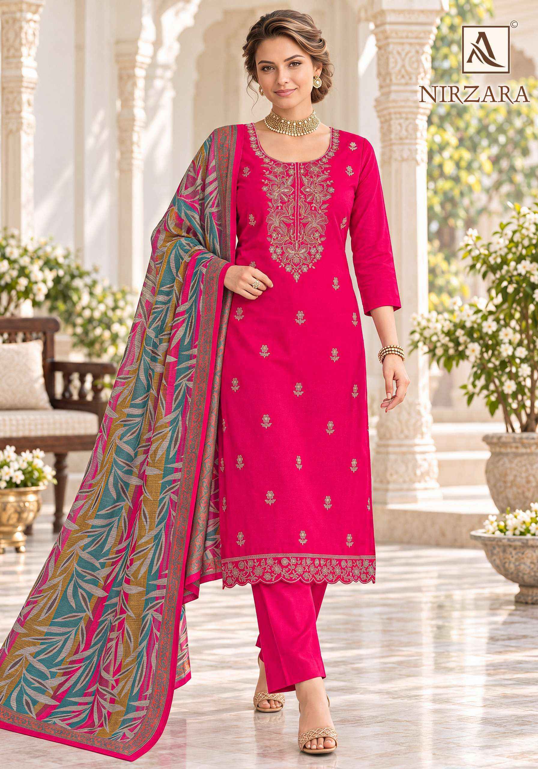 Alok Nirzara Jam Cotton Dress Material 6 pcs Catalog | Surat Textile Bazaar