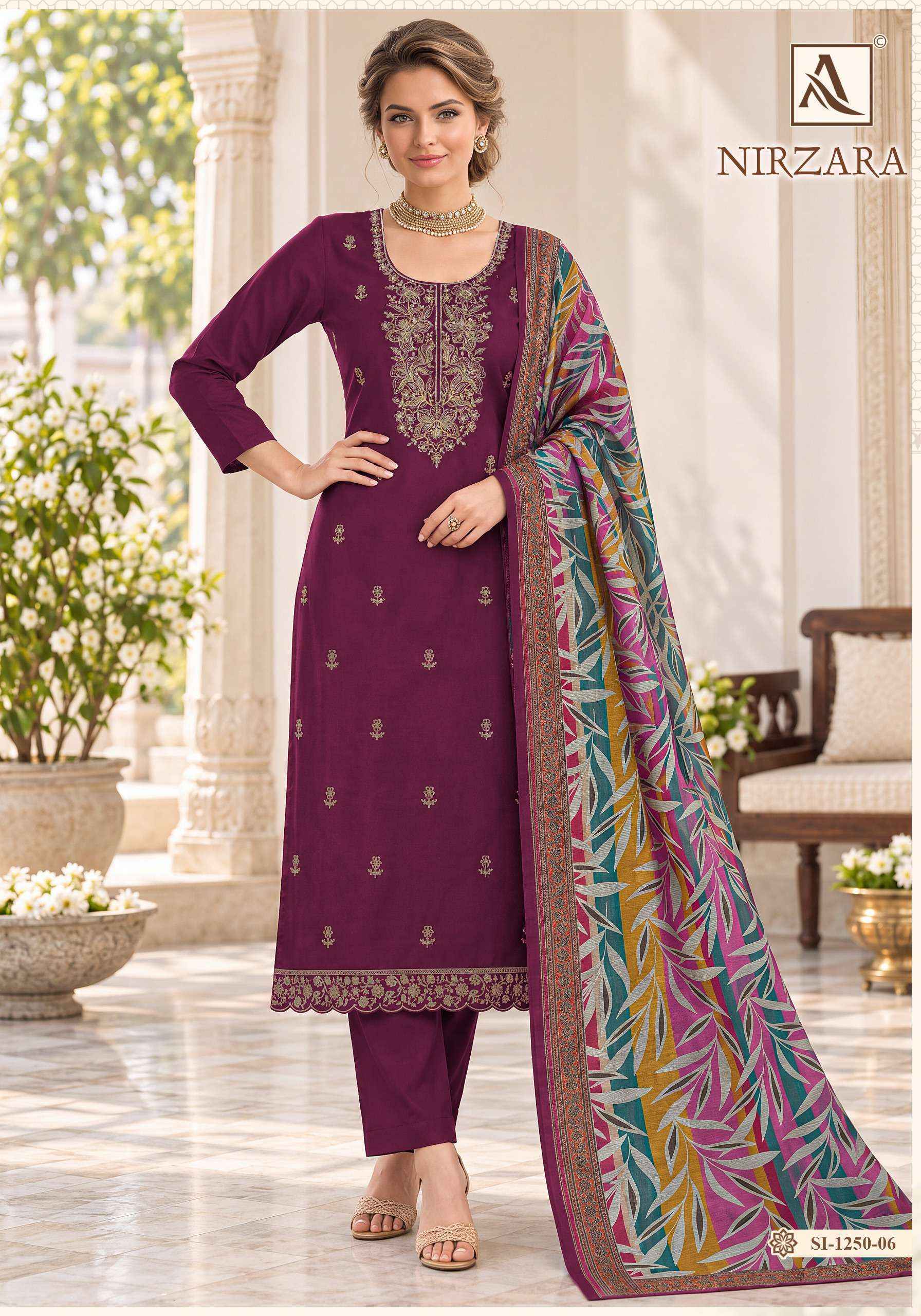 Alok Nirzara Jam Cotton Dress Material 6 pcs Catalog | Surat Textile Bazaar