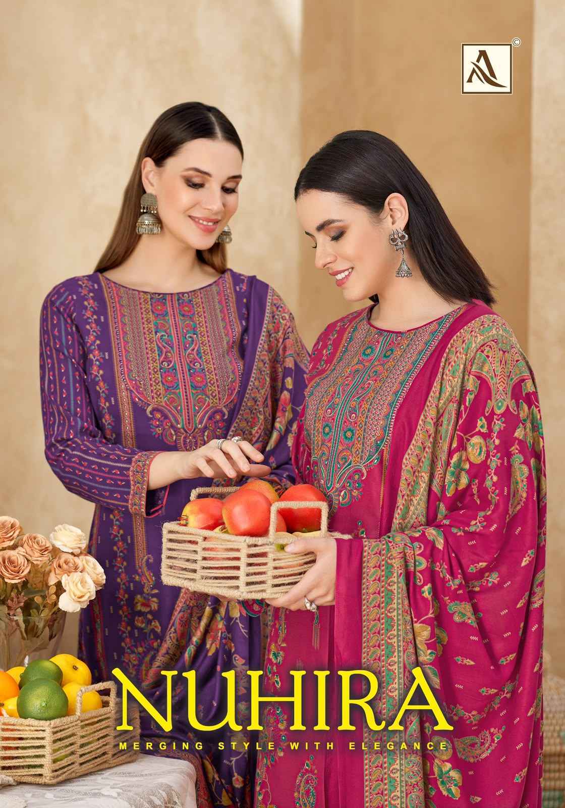 Alok Nuhira Viscose Pashmina Dress Material 6 pcs Catalogue | Surat Wholesaler