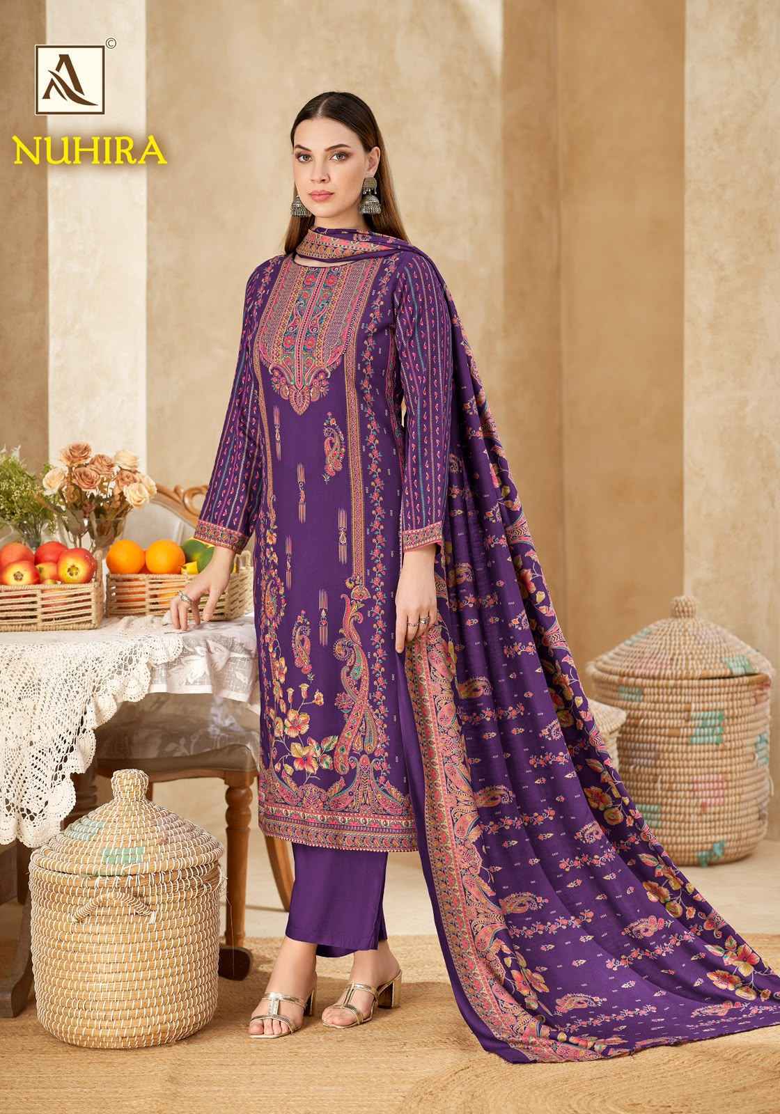 Alok Nuhira Viscose Pashmina Dress Material 6 pcs Catalogue | Surat Wholesaler