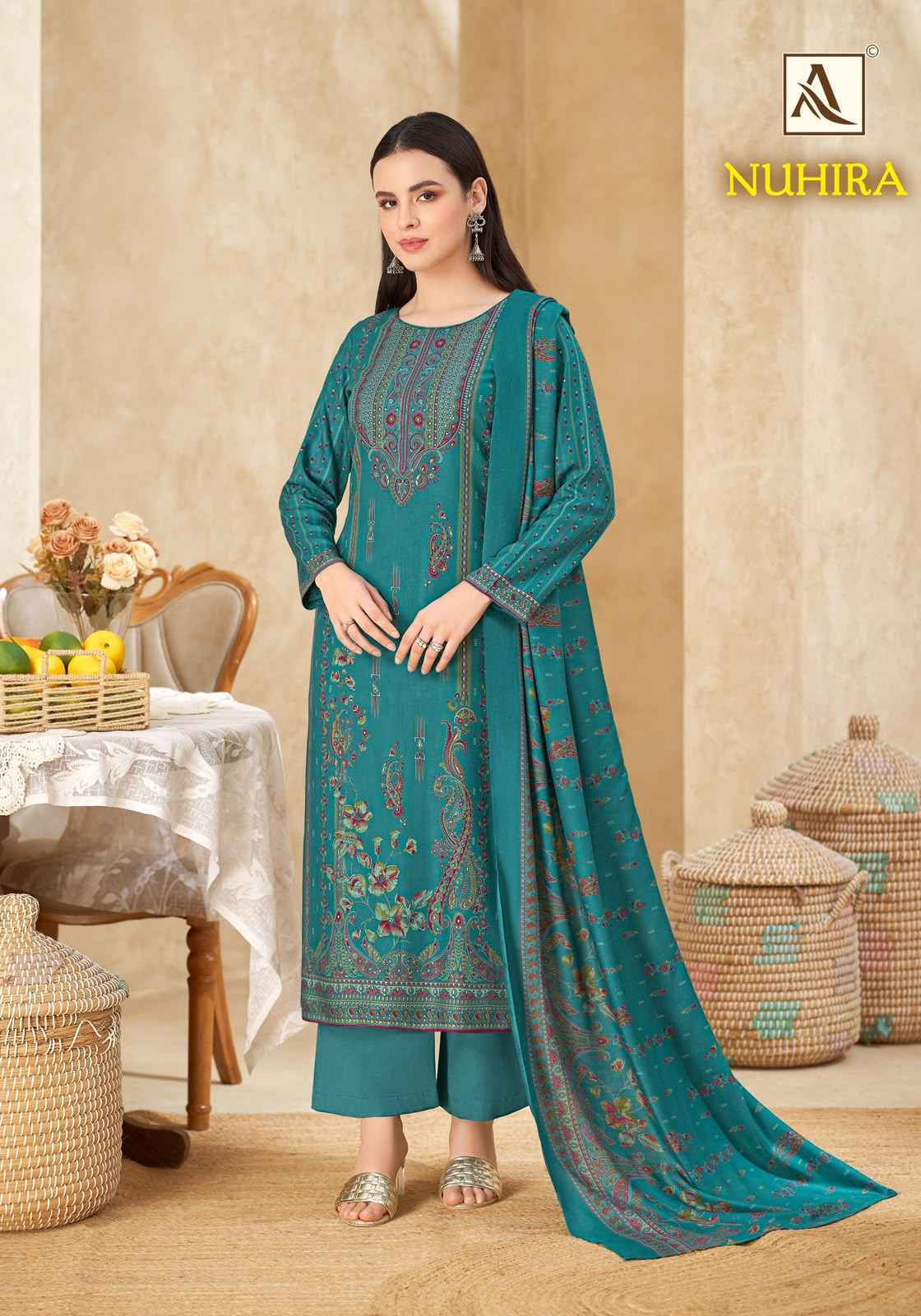 Alok Nuhira Viscose Pashmina Dress Material 6 pcs Catalogue | Surat Wholesaler