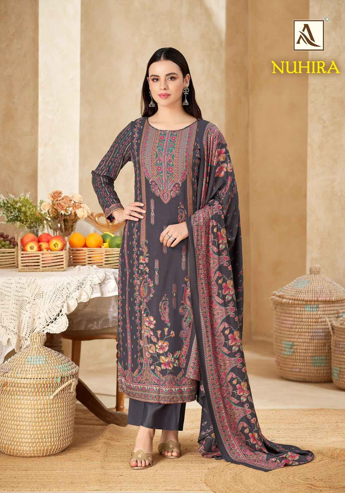 Alok Nuhira Viscose Pashmina Dress Material 6 pcs Catalogue | Surat Wholesaler
