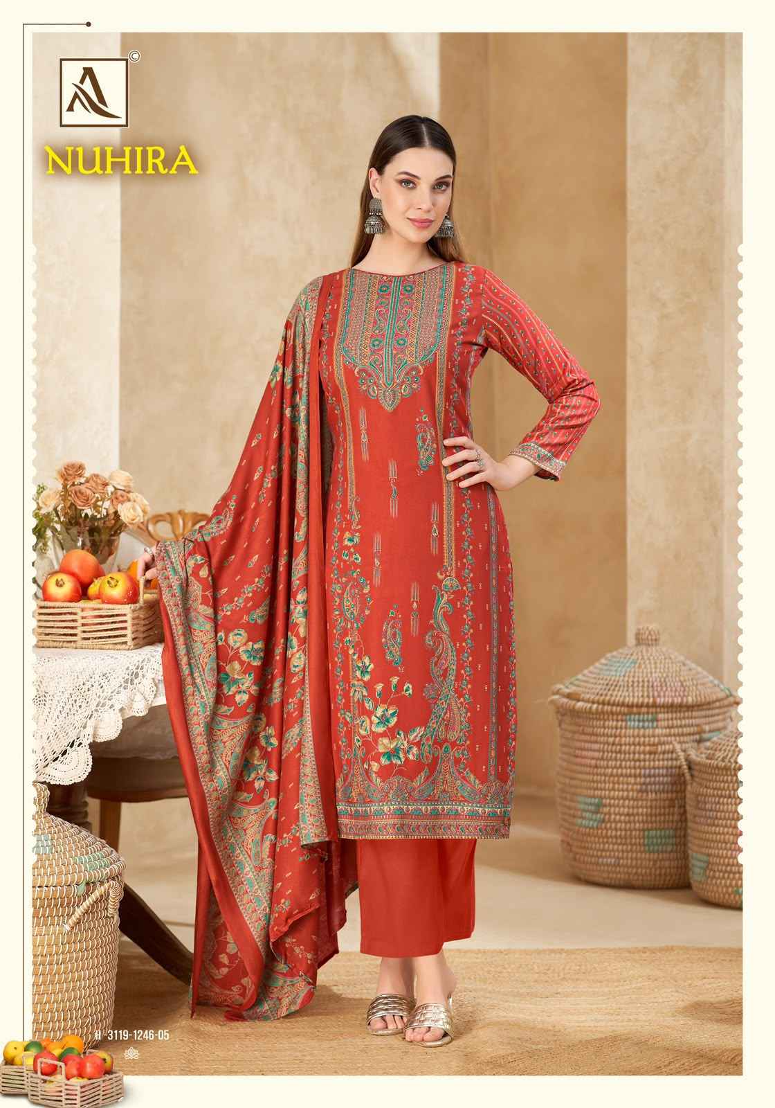 Alok Nuhira Viscose Pashmina Dress Material 6 pcs Catalogue | Surat Wholesaler