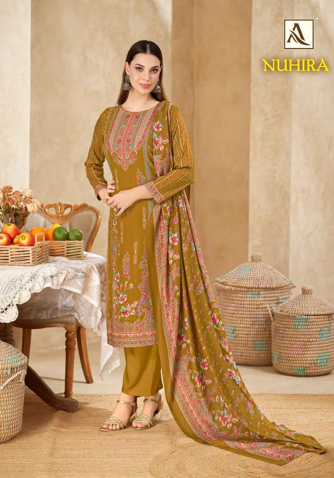 Alok Nuhira Viscose Pashmina Dress Material 6 pcs Catalogue | Surat Wholesaler