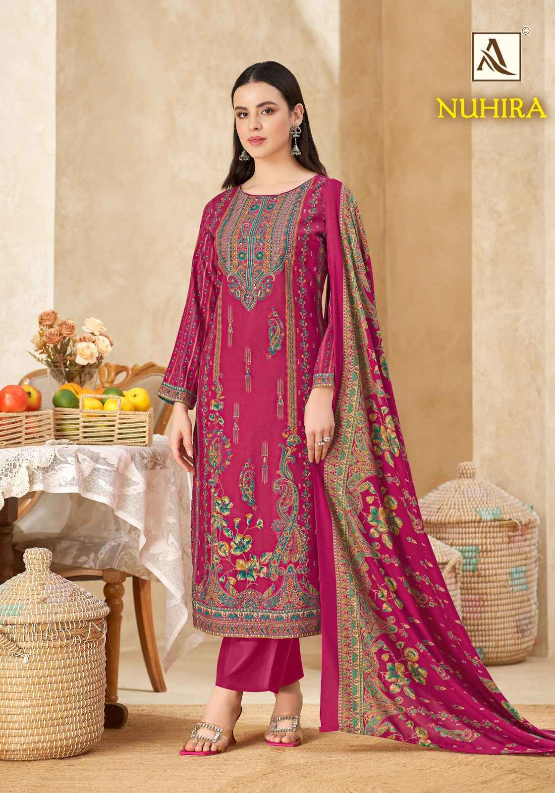 Alok Nuhira Viscose Pashmina Dress Material 6 pcs Catalogue | Surat Wholesaler