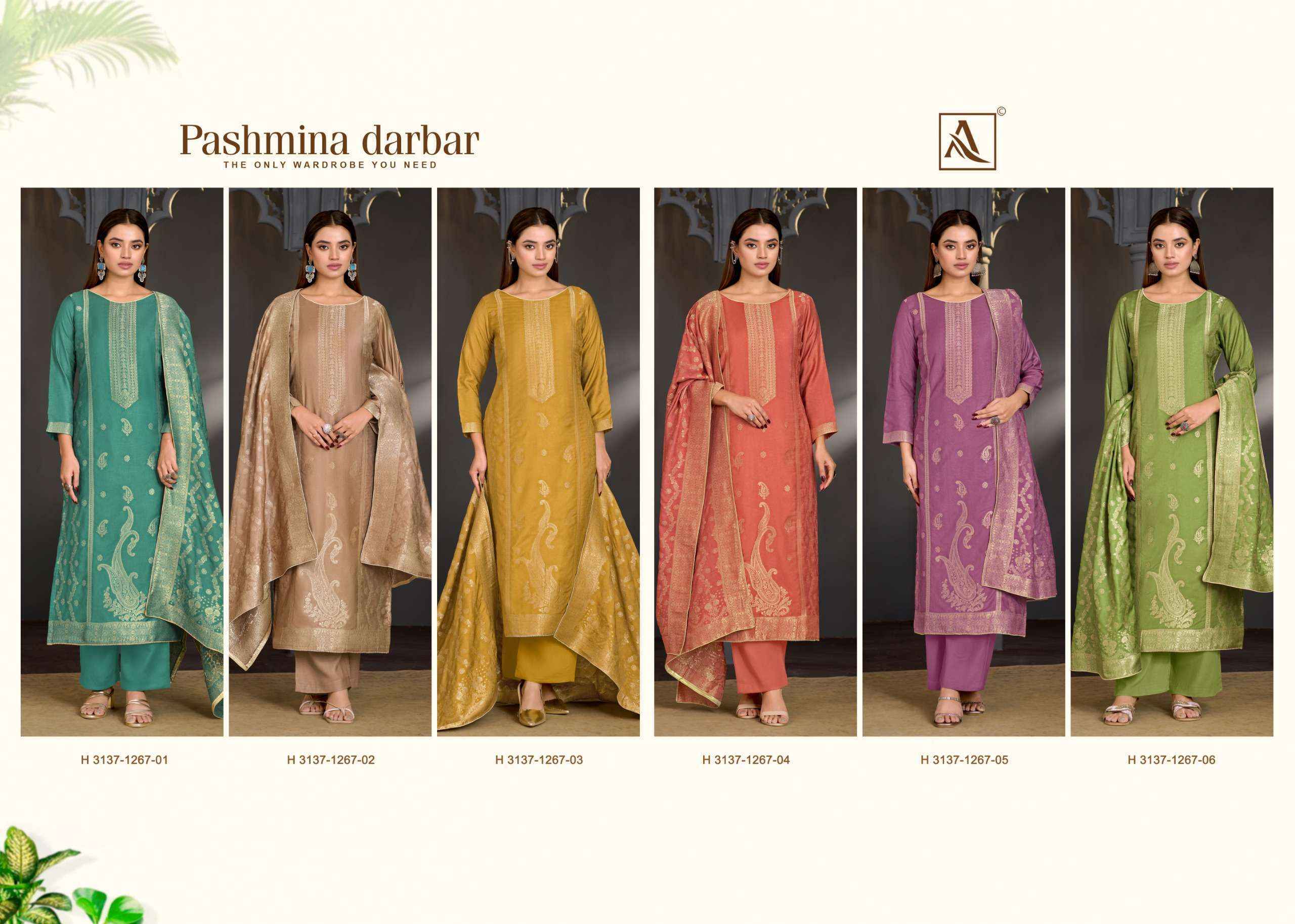 Alok Pashmina Darbar Pashmina Dress Material 6 pcs Catalog | Surat Wholesale Shop