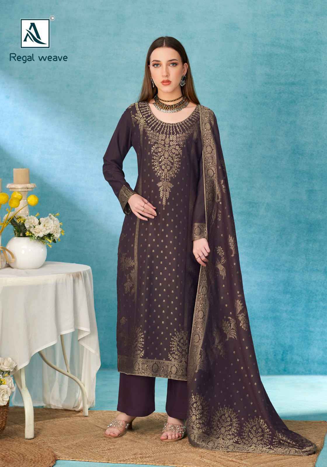 Alok Regal Weave Pashmina Dress Material 6 pcs Catalogue | Wholesale Market Surat