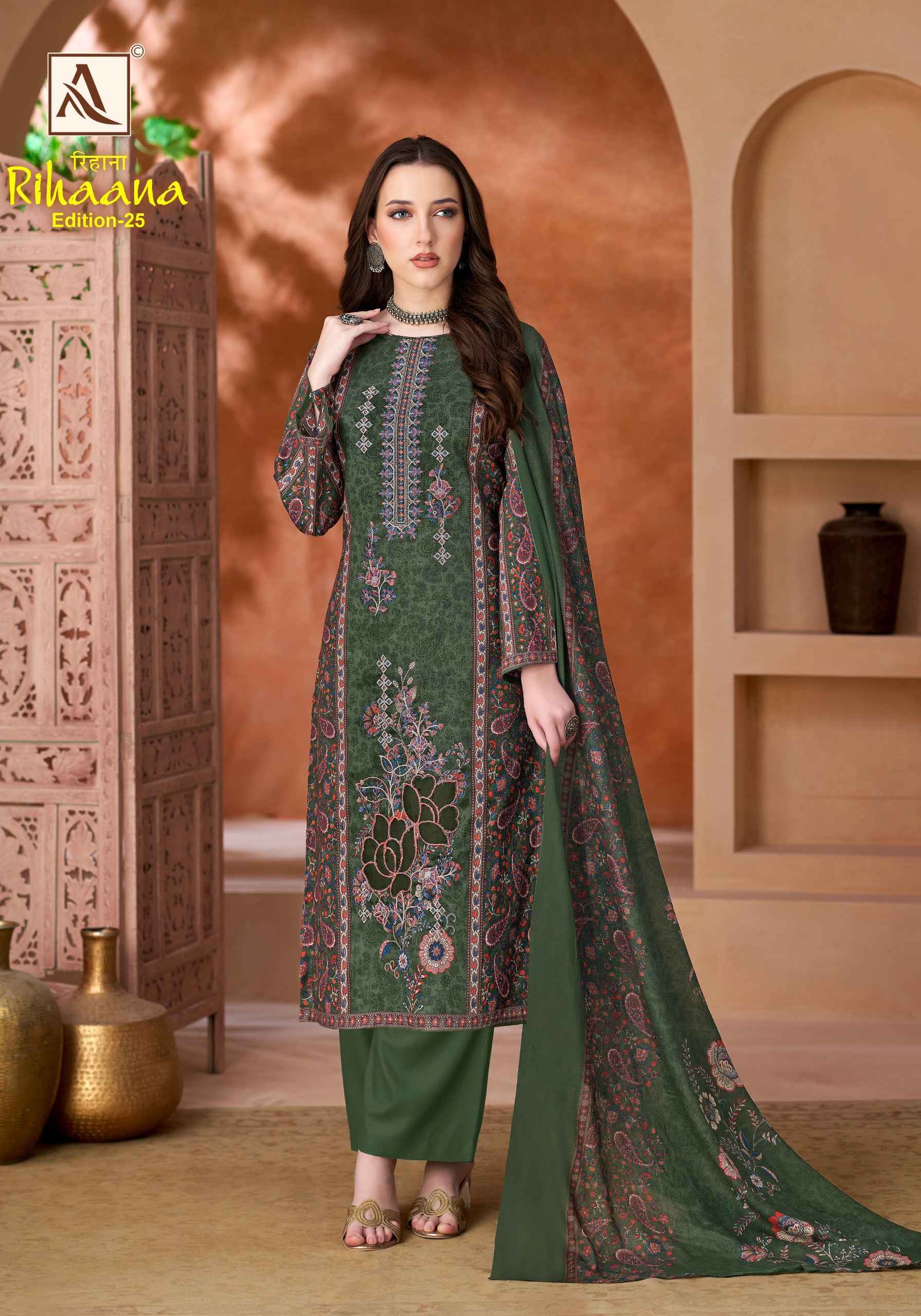 Alok Rihaana Edition 25 Cambric Cotton Salwar Kameez 6 pcs Catalogue