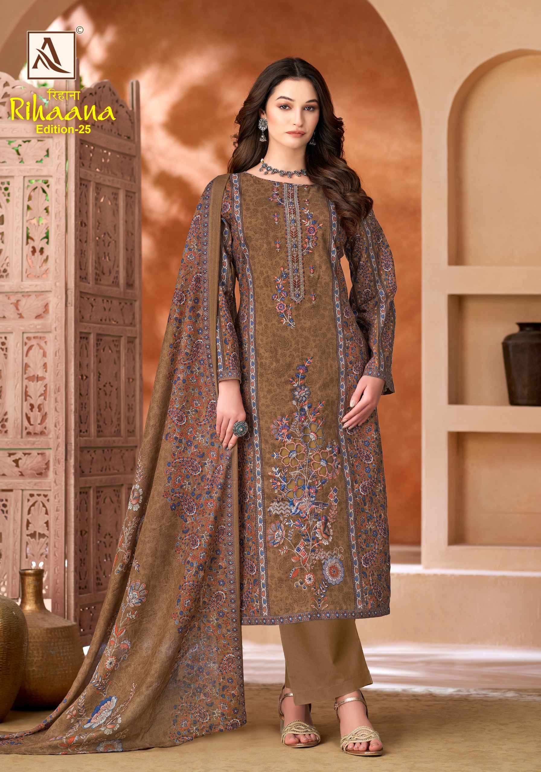 Alok Rihaana Edition 25 Cambric Cotton Salwar Kameez 6 pcs Catalogue
