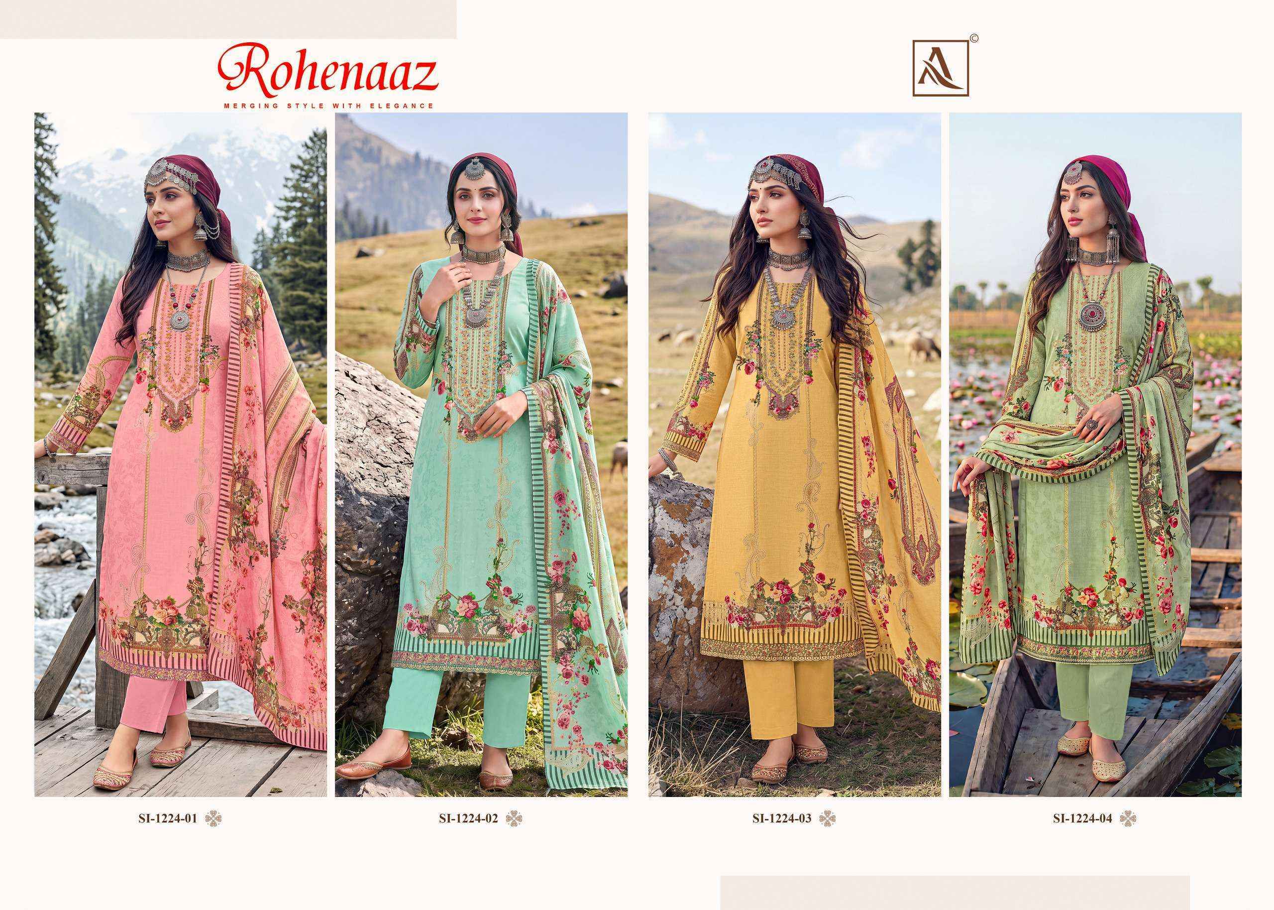 Alok Rohenaaz Viscose Maslin Dress Material 4 pcs Catalog | Wholesale Surat Market