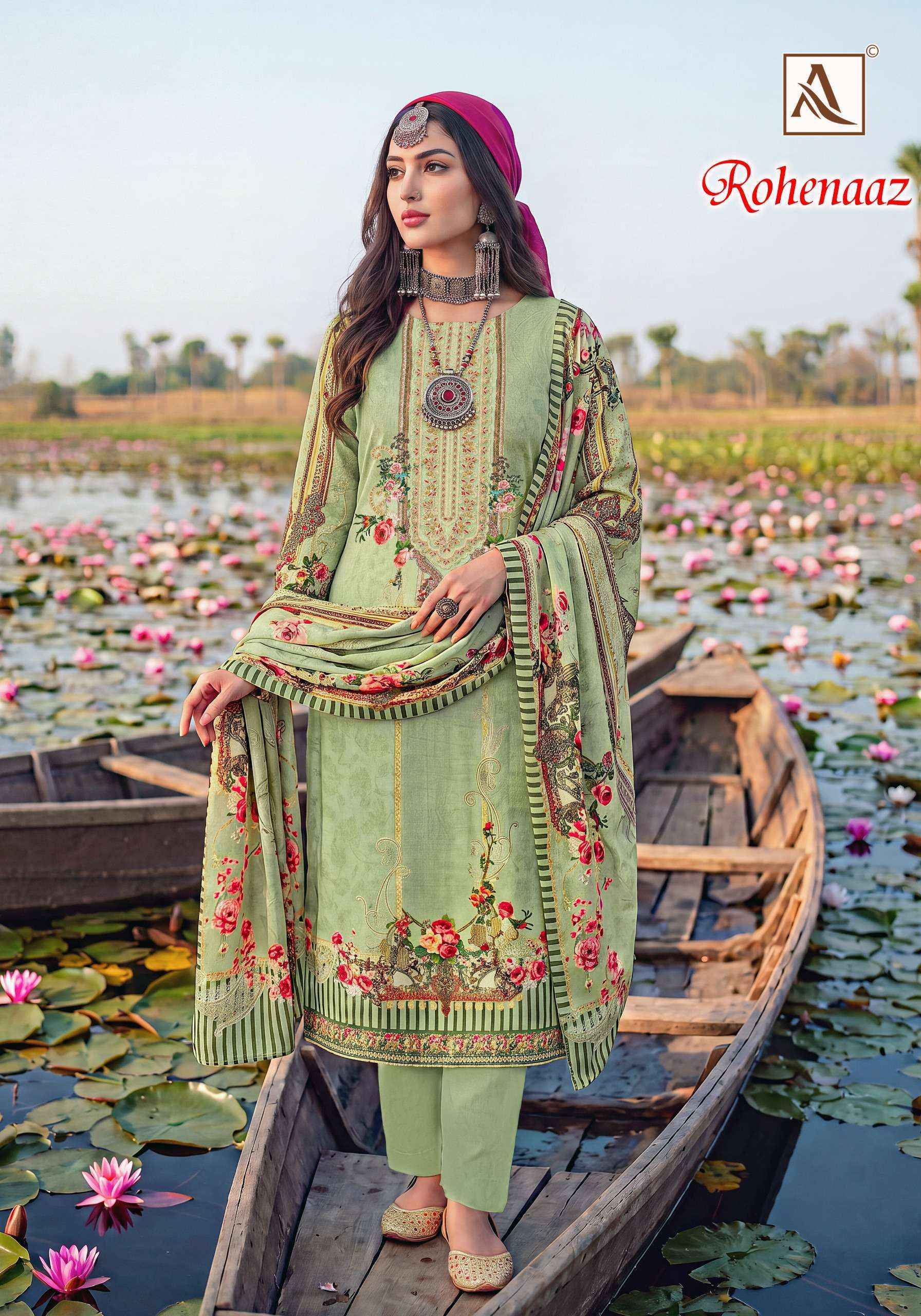 Alok Rohenaaz Viscose Maslin Dress Material 4 pcs Catalog | Wholesale Surat Market