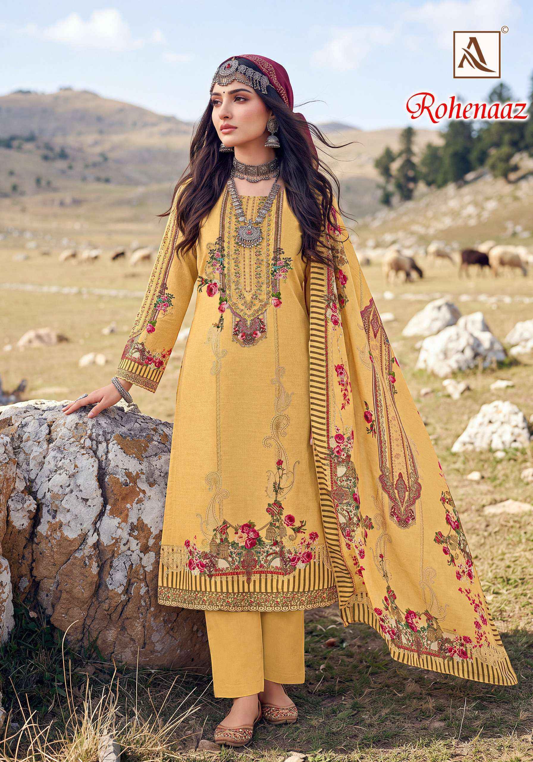 Alok Rohenaaz Viscose Maslin Dress Material 4 pcs Catalog | Wholesale Surat Market
