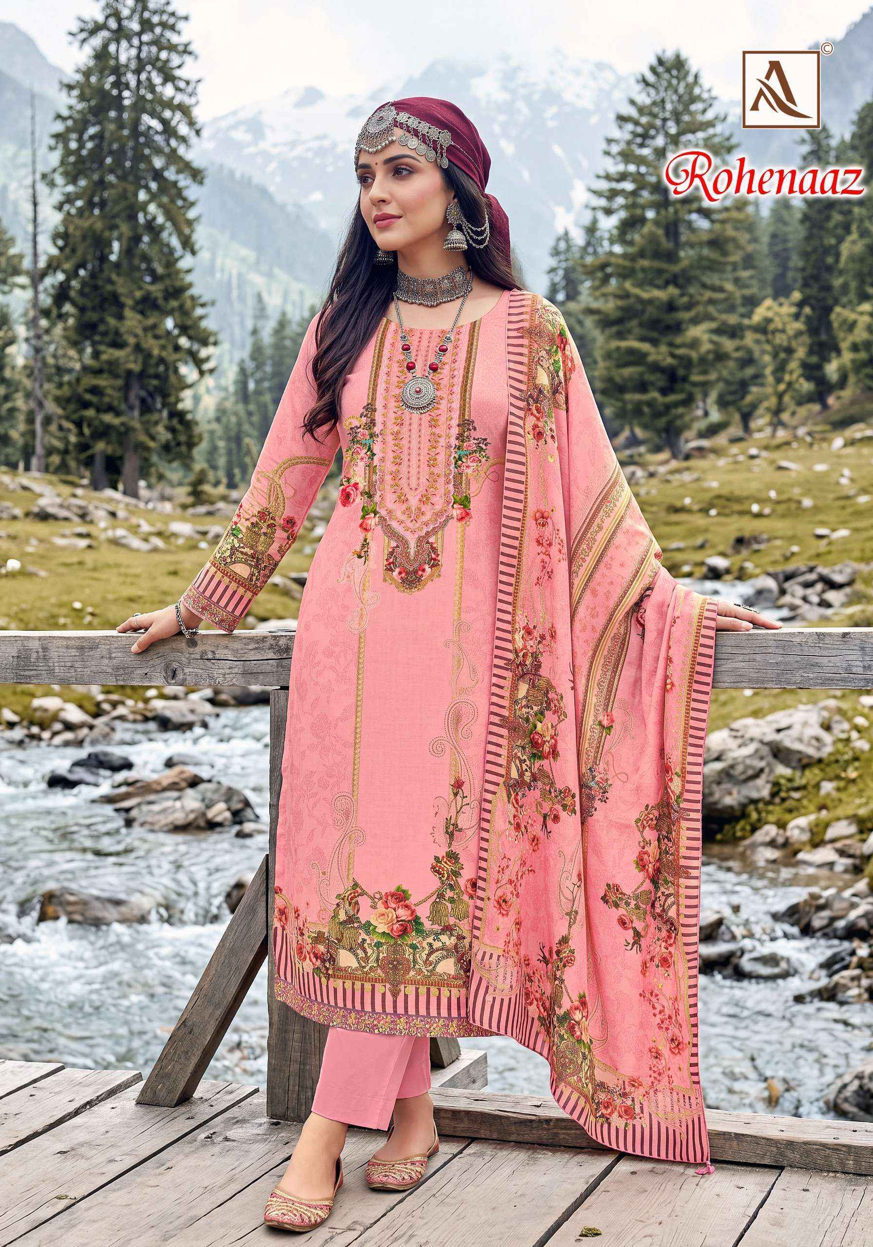 Alok Rohenaaz Viscose Maslin Dress Material 4 pcs Catalog | Wholesale Surat Market