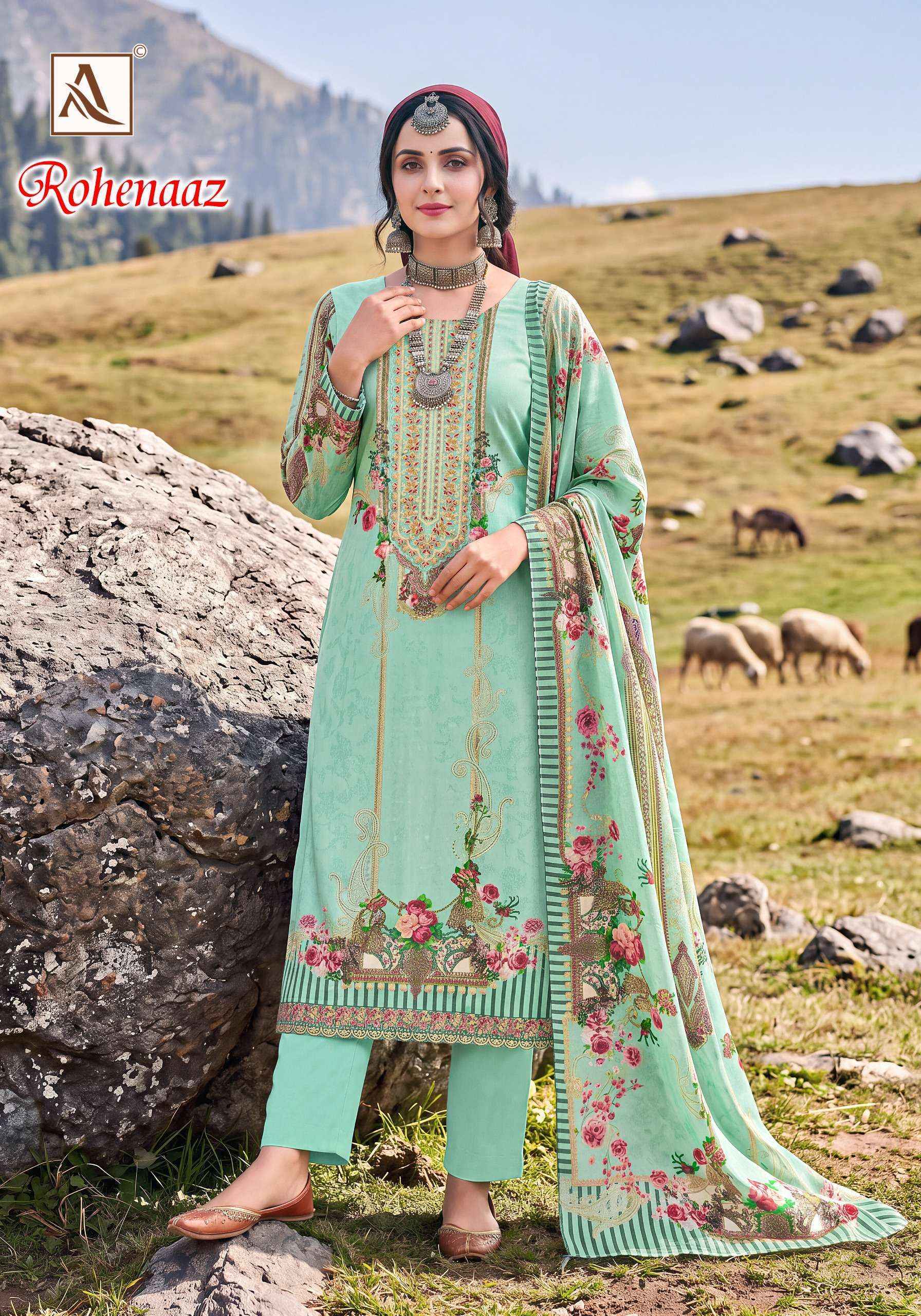 Alok Rohenaaz Viscose Maslin Dress Material 4 pcs Catalog | Wholesale Surat Market